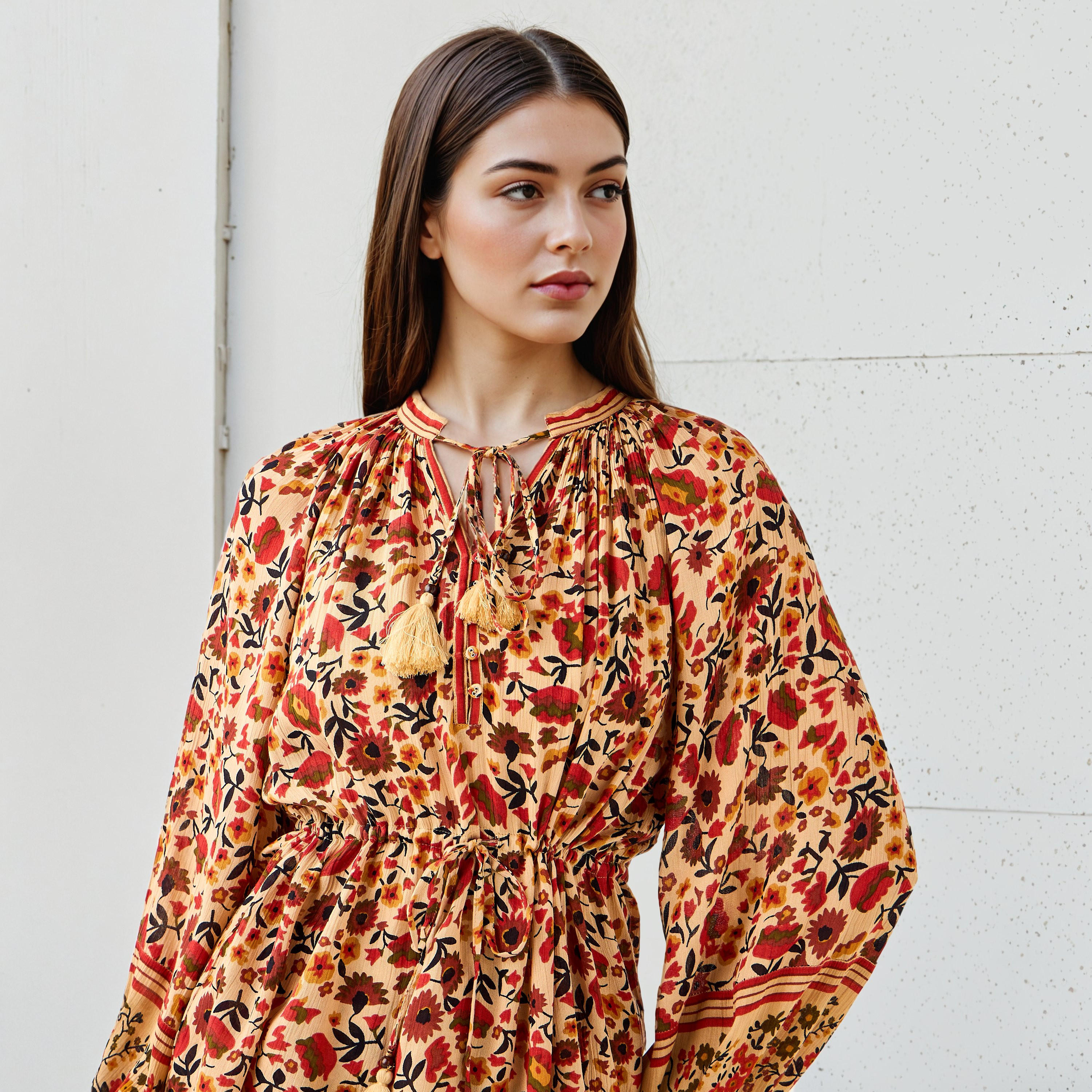 Lee Cooper Bohemian Print Viscose Top with Tie-Up Neck-women-clothing-shirtsandblouses-blouses-image-4
