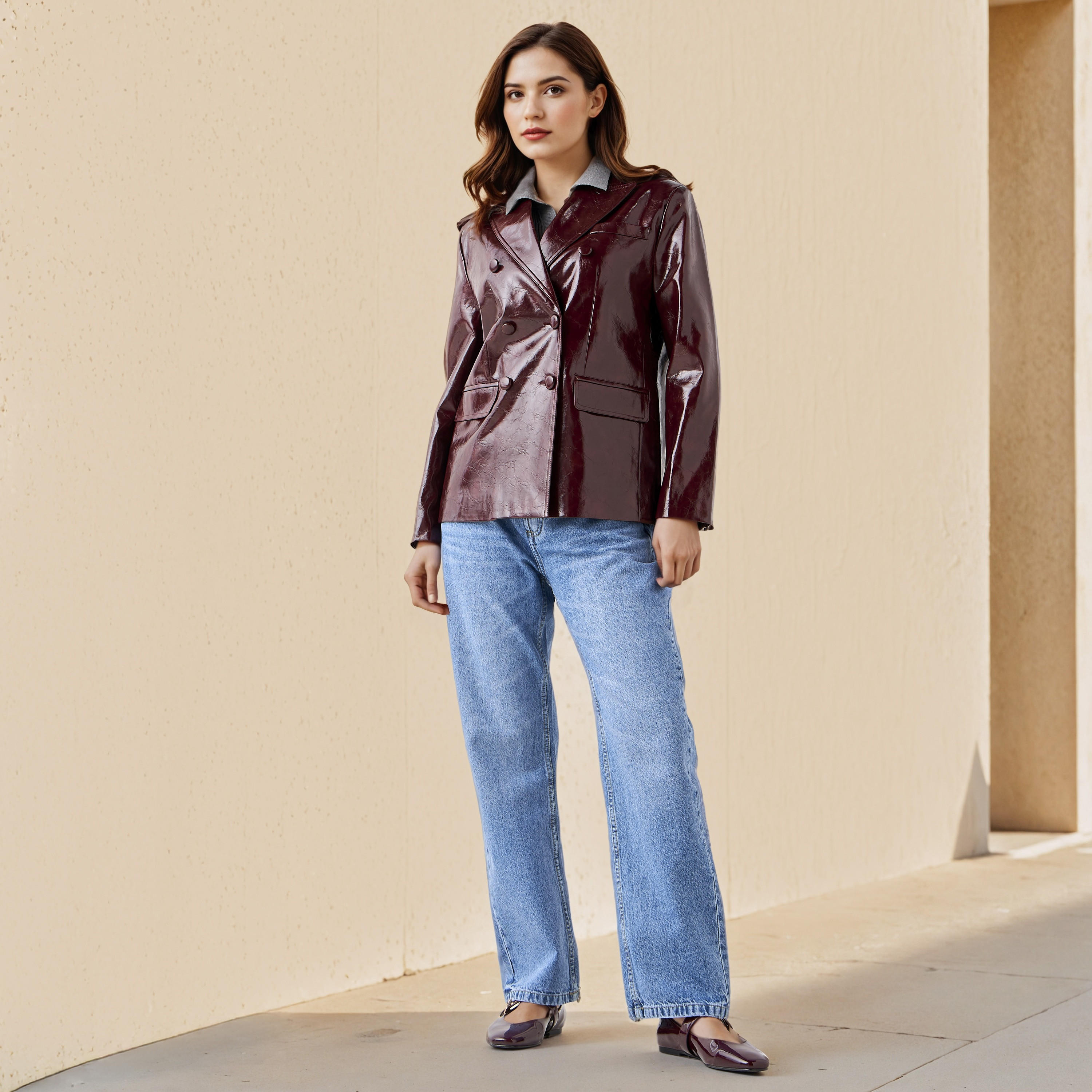 Lee Cooper Cotton Blazer with Notched Lapel-women-clothing-coatsandjackets-blazers-image-2