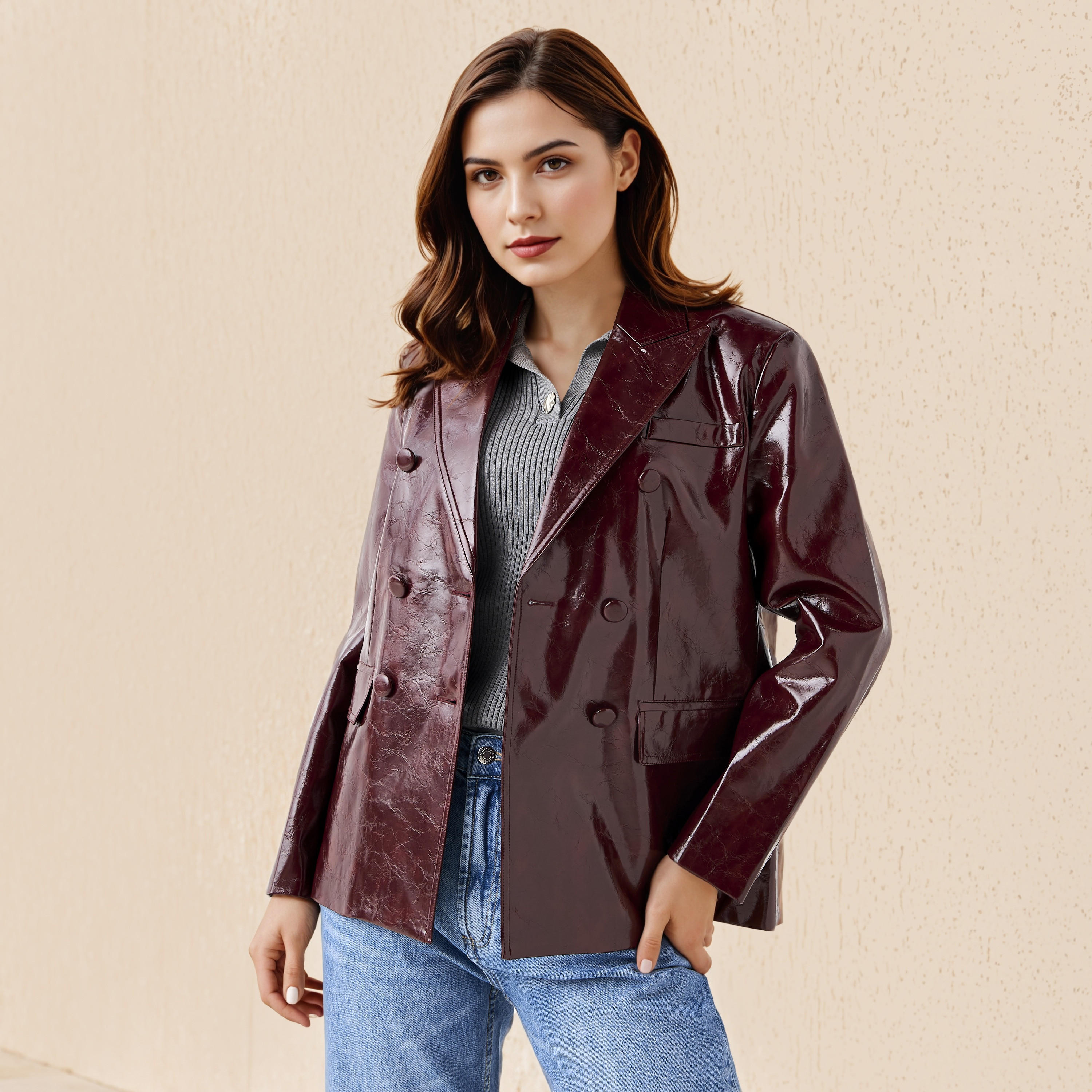 Lee Cooper Cotton Blazer with Notched Lapel-women-clothing-coatsandjackets-blazers-image-5