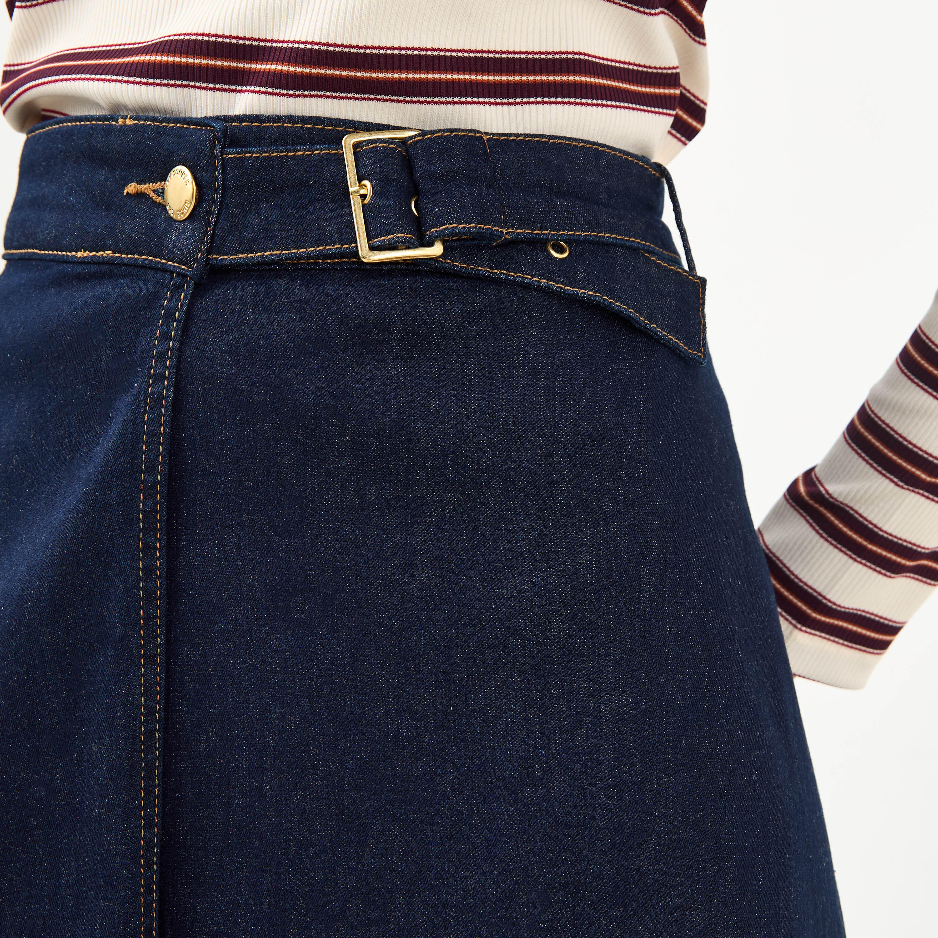 Lee Cooper Midi Cotton A-line Skirt with Buckle Closure-women-clothing-bottoms-skirts-image-5