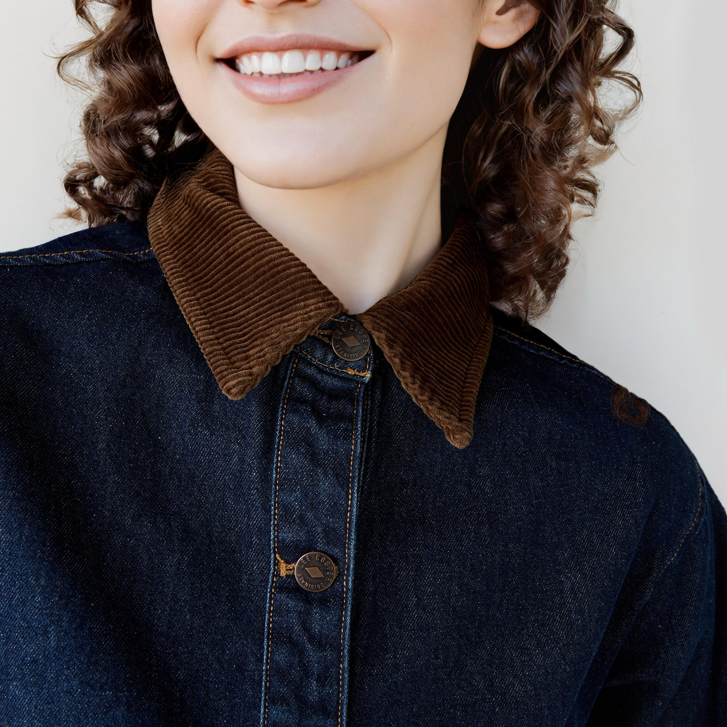 Lee Cooper Regular Fit Corduroy Collar Denim Jacket-women-winterwear-coatsandjackets-jackets-image-4