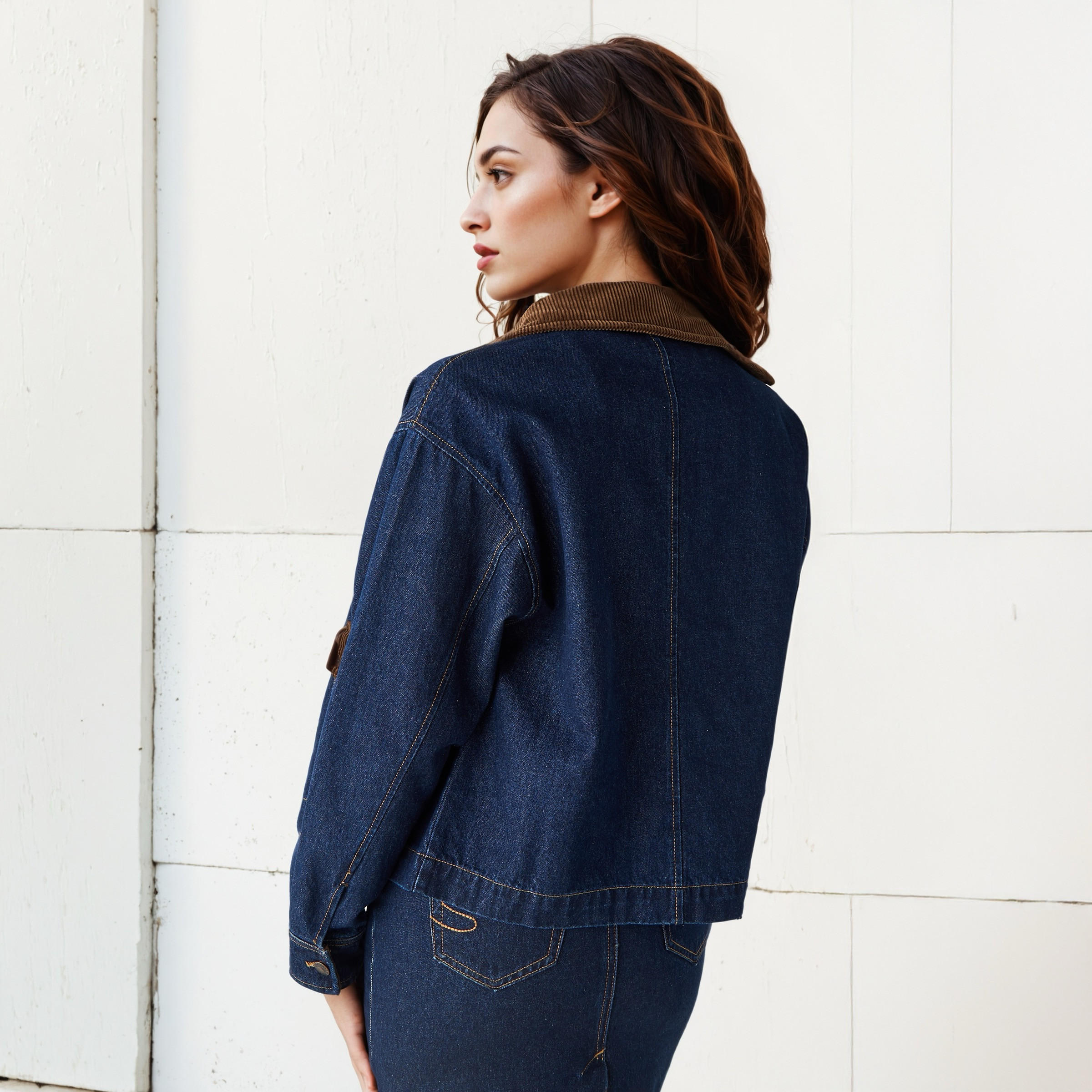 Lee Cooper Regular Fit Corduroy Collar Denim Jacket-women-winterwear-coatsandjackets-jackets-image-5