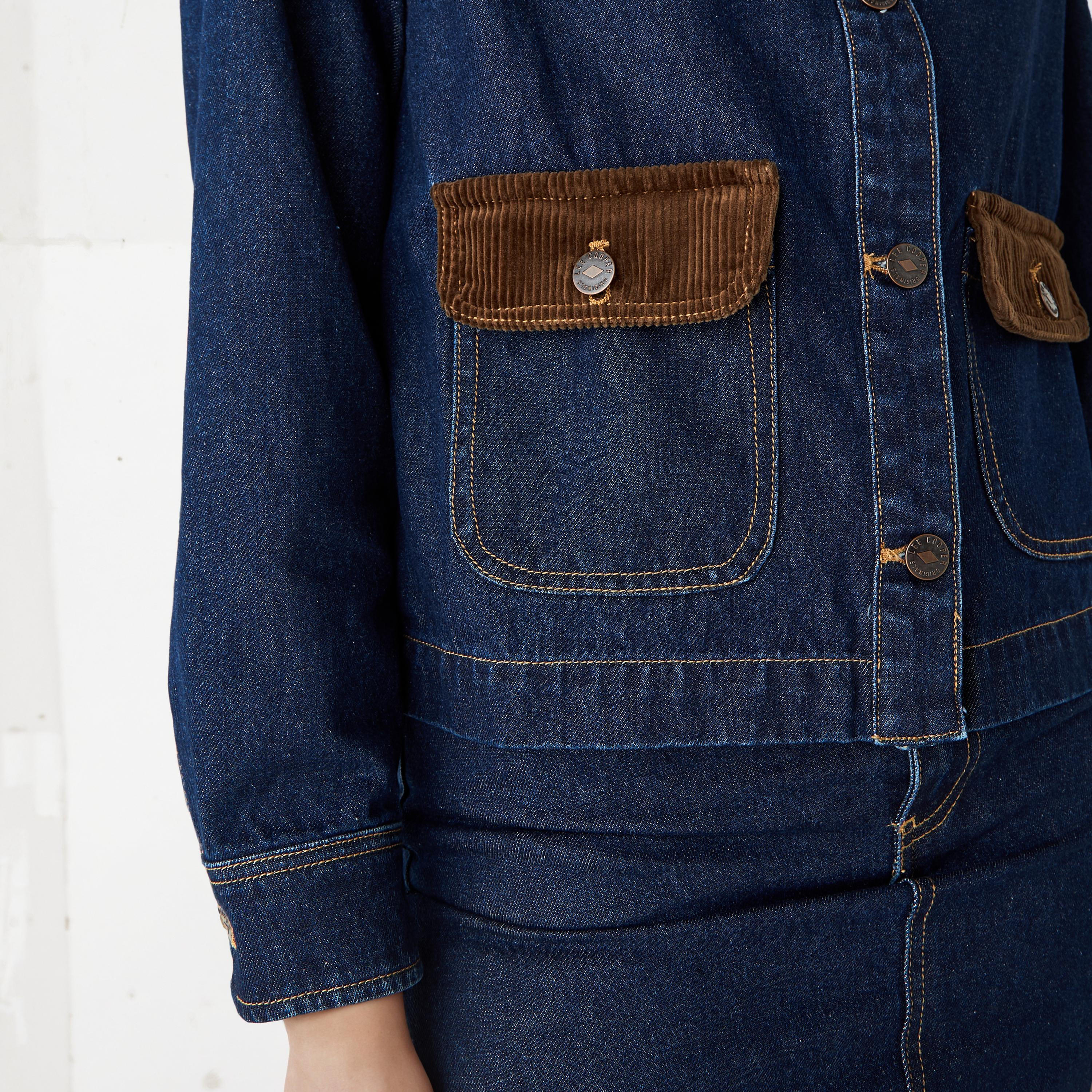 Lee Cooper Regular Fit Corduroy Collar Denim Jacket-women-winterwear-coatsandjackets-jackets-image-6
