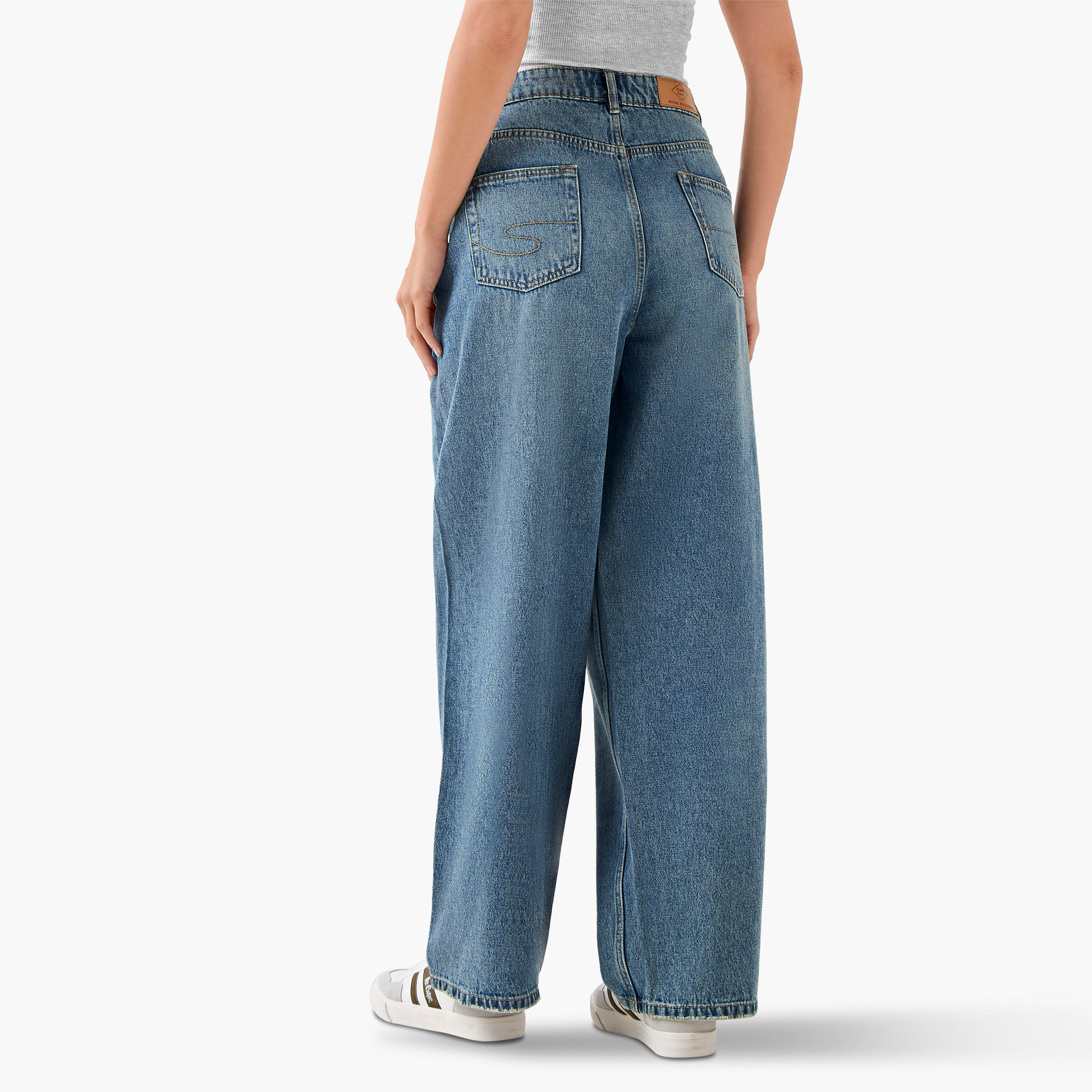 Lee Cooper Straight Fit High Waist Jeans with Twisted Seam-women-clothing-bottoms-jeans-image-3