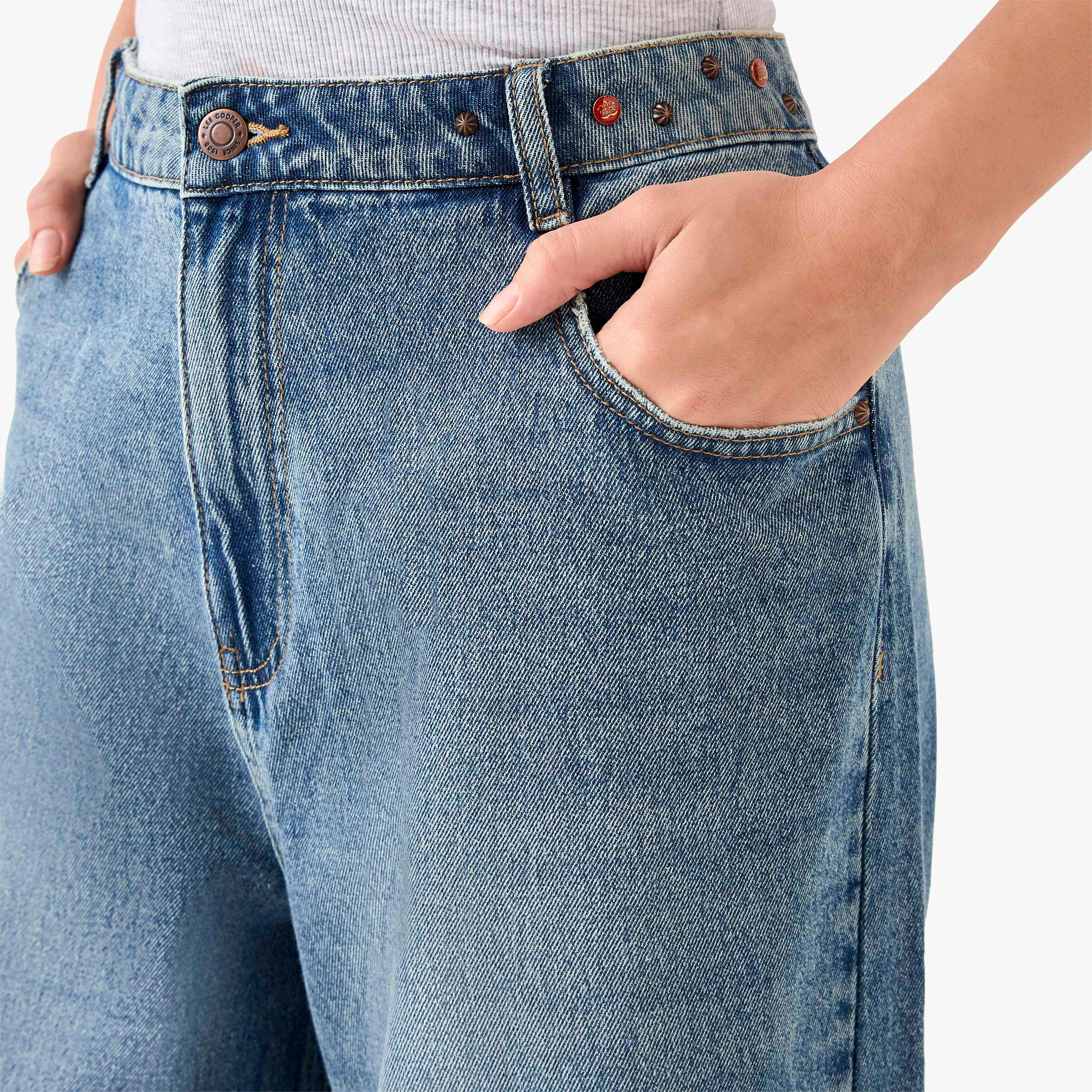 Lee Cooper Straight Fit High Waist Jeans with Twisted Seam-women-clothing-bottoms-jeans-image-4
