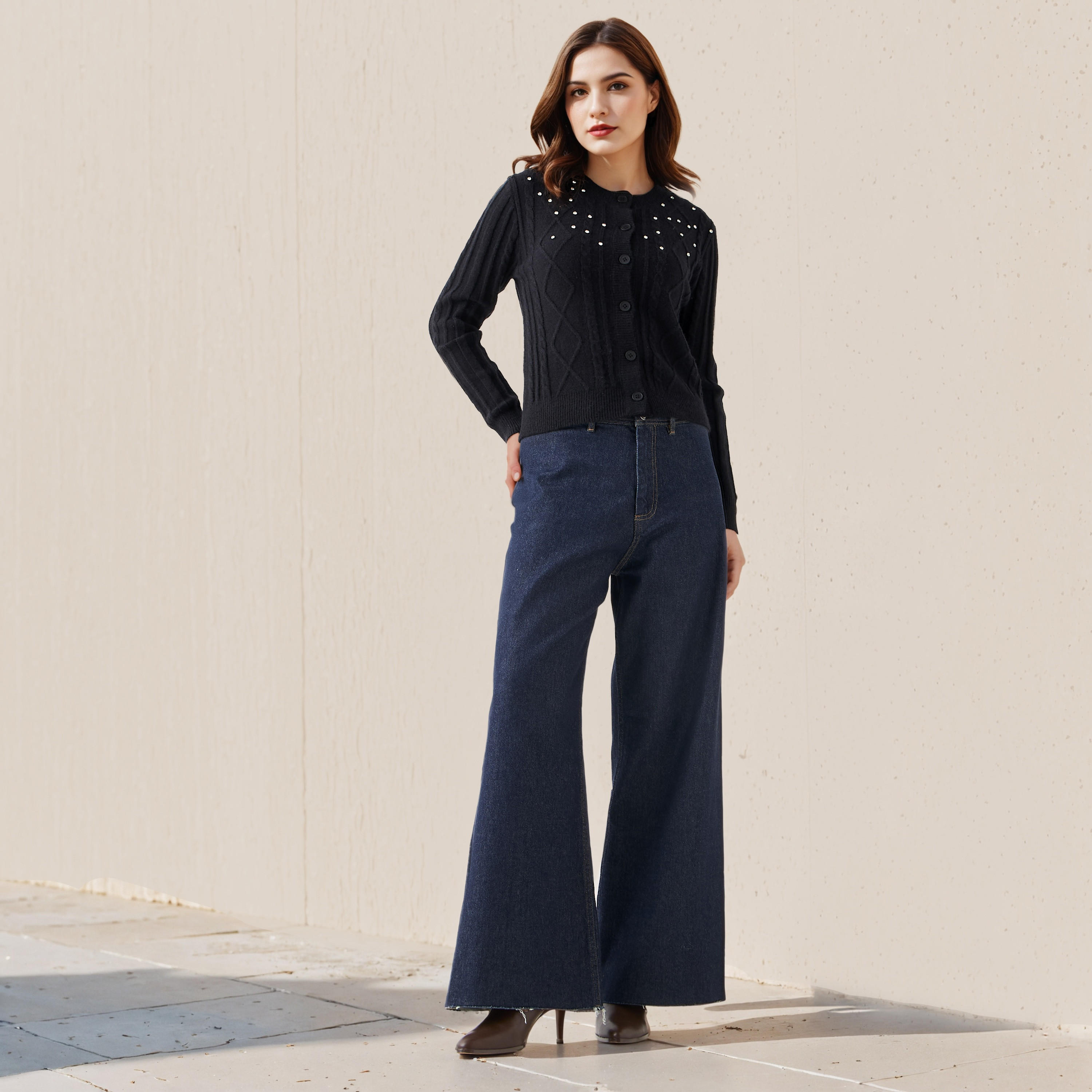 كارديجان قطن بقصّة عادية مزين من لي كوبر-women-winterwear-cardigansandjumpers-cardigans-image-4