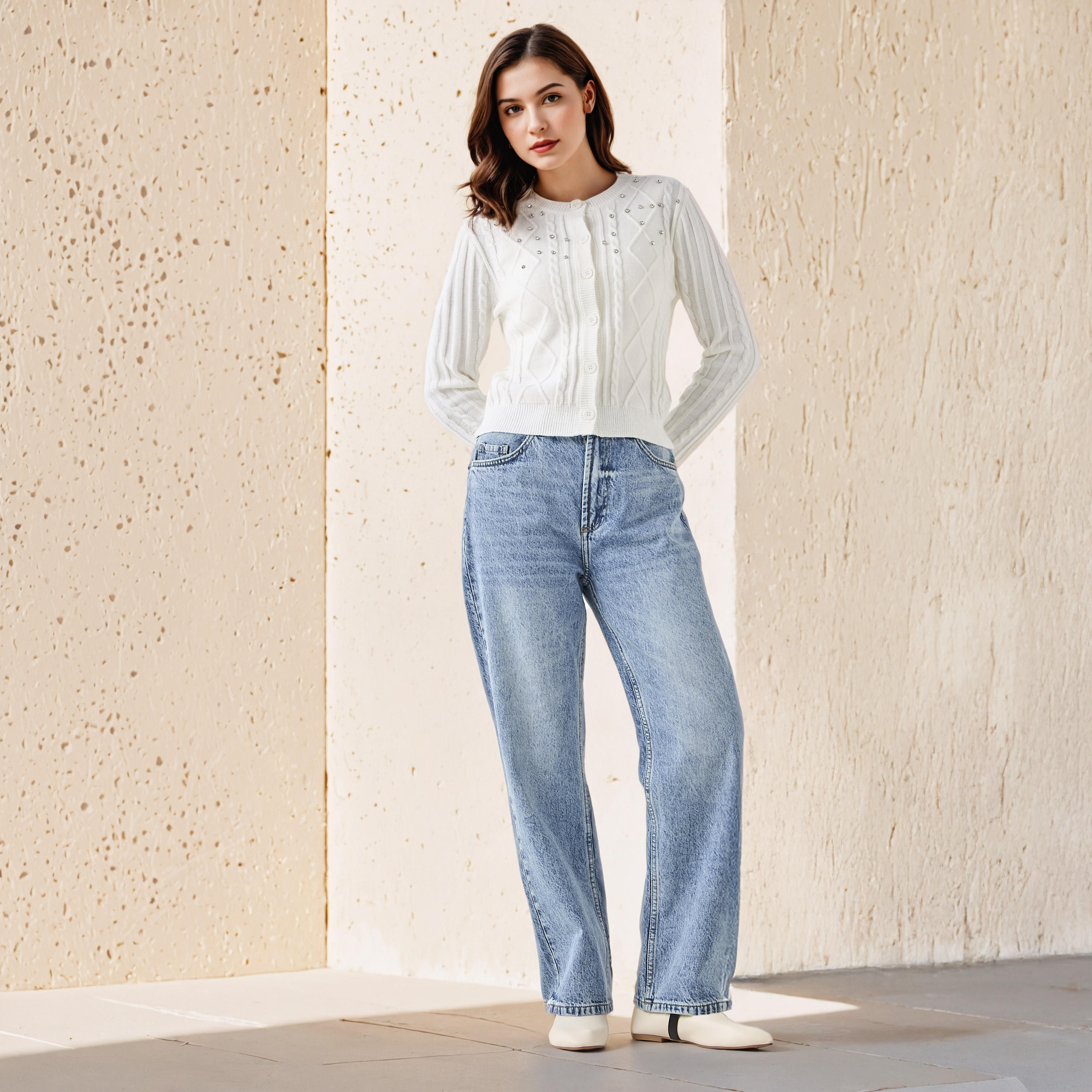 Lee Cooper Regular Fit Cardigan with Embellishment Cotton-women-winterwear-cardigansandjumpers-cardigans-image-2