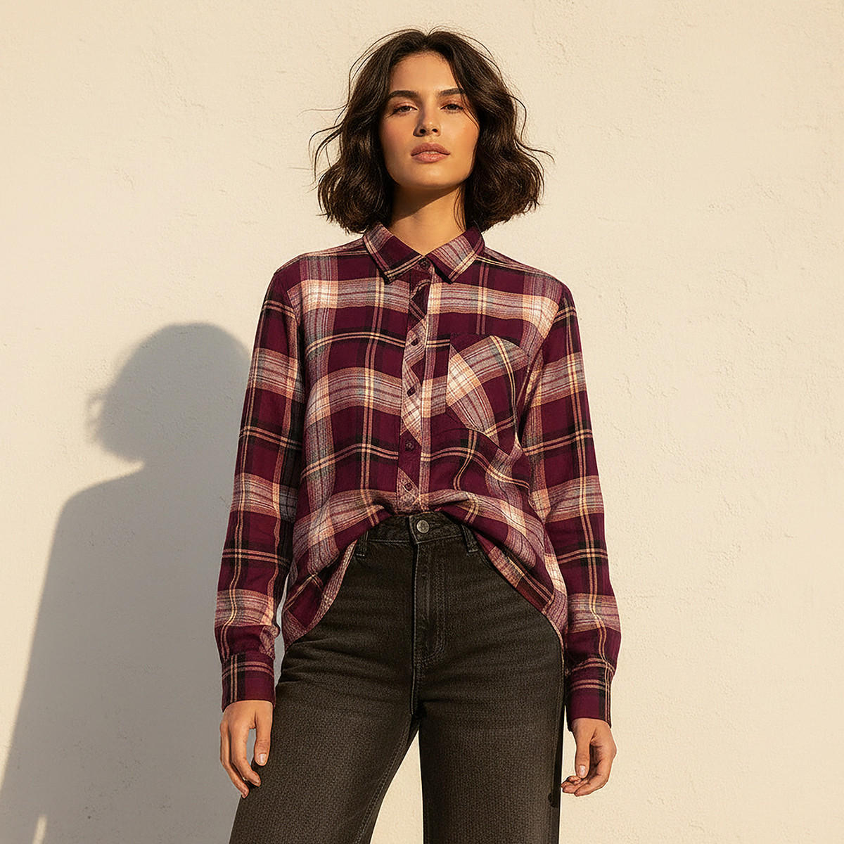 قميص فيسكوز بجيب من لي كوبر-women-clothing-shirtsandblouses-shirts-image-1