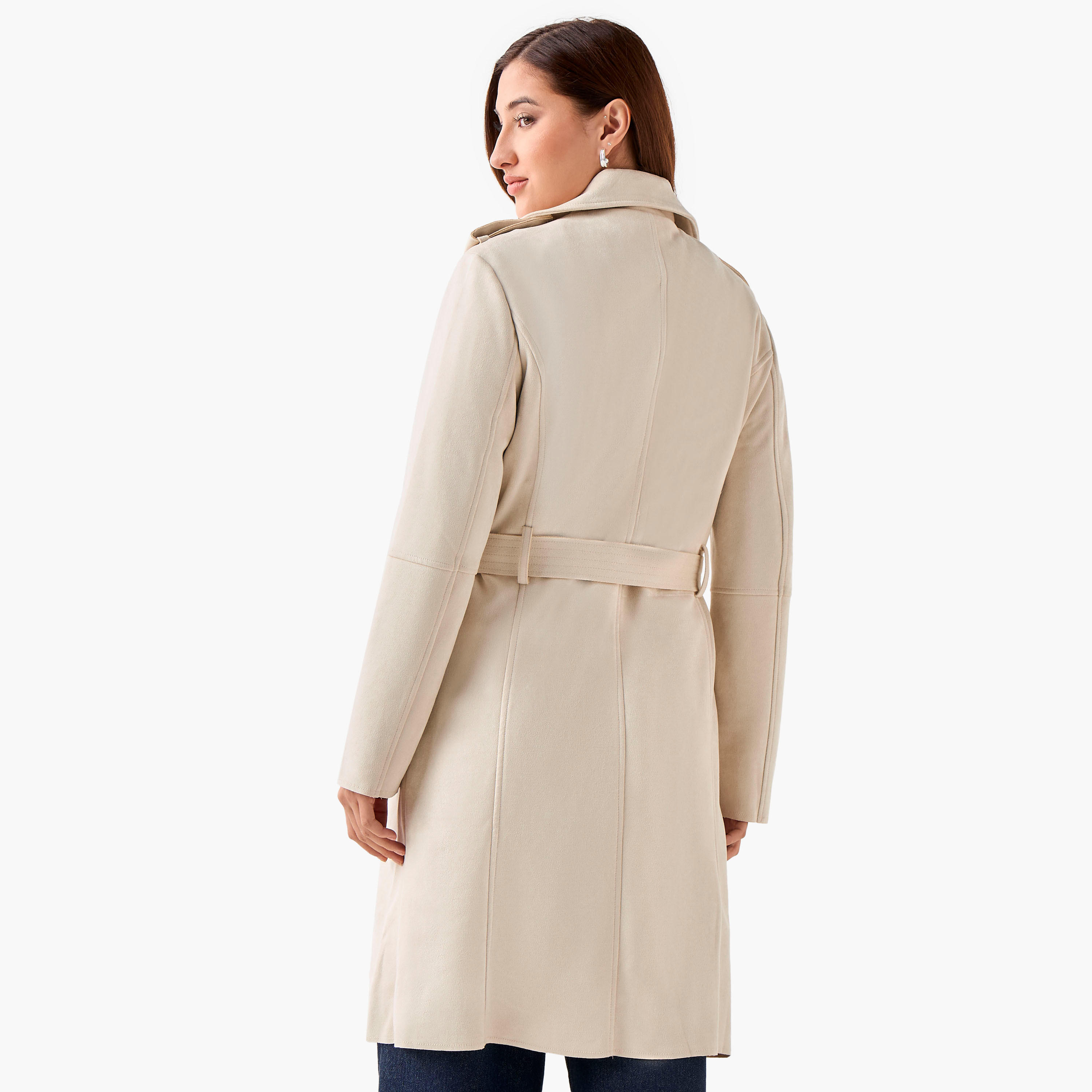 جاكيت ترانش جلد سويدي بحزام بقصّة عادية من لي كوبر-women-clothing-coatsandjackets-coats-image-3
