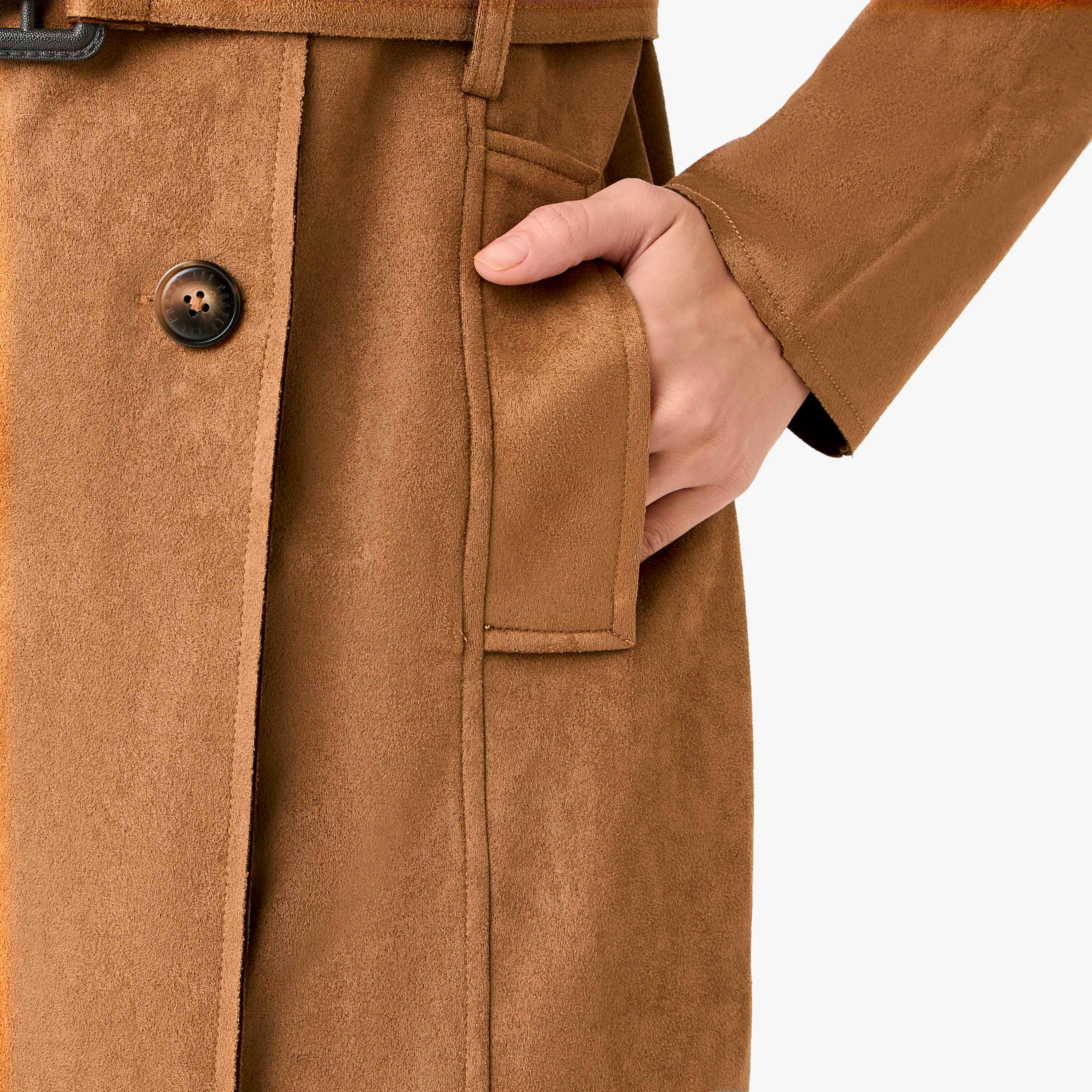 جاكيت ترانش جلد سويدي بحزام بقصّة عادية من لي كوبر-women-clothing-coatsandjackets-coats-image-3
