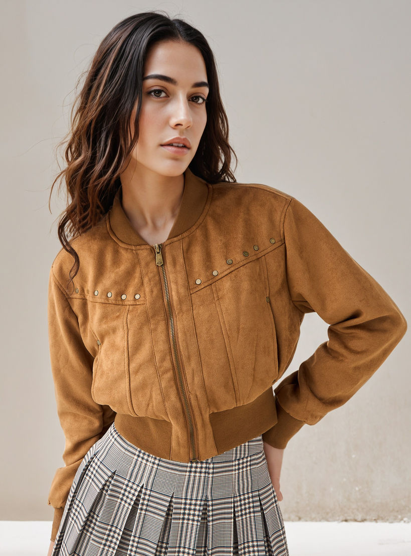 جاكيت بومبر قصير مزين من لي كوبر-women-winterwear-coatsandjackets-jackets-image-1