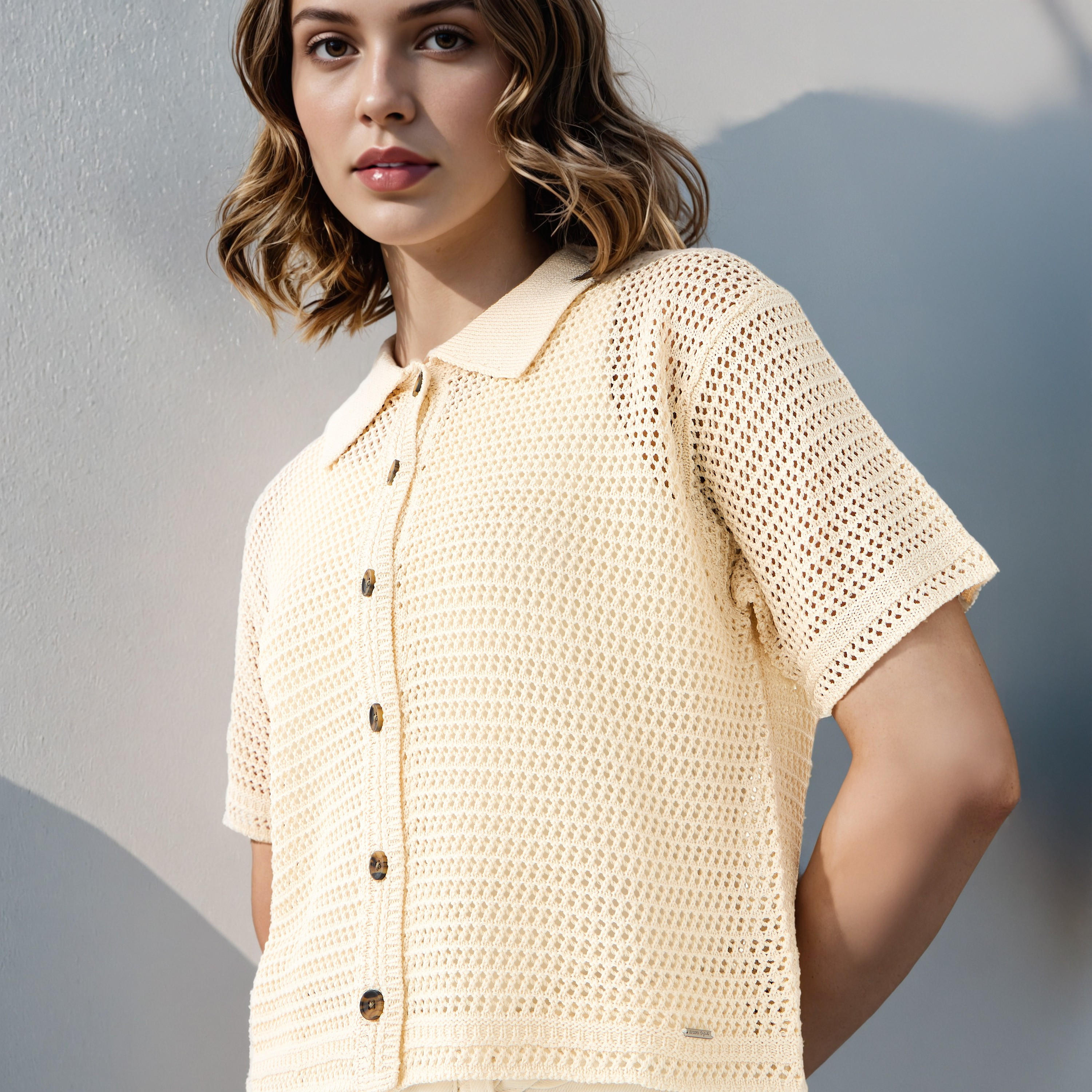 Lee Cooper Textured Button Through Acrylic Shirt-women-clothing-shirtsandblouses-shirts-image-4