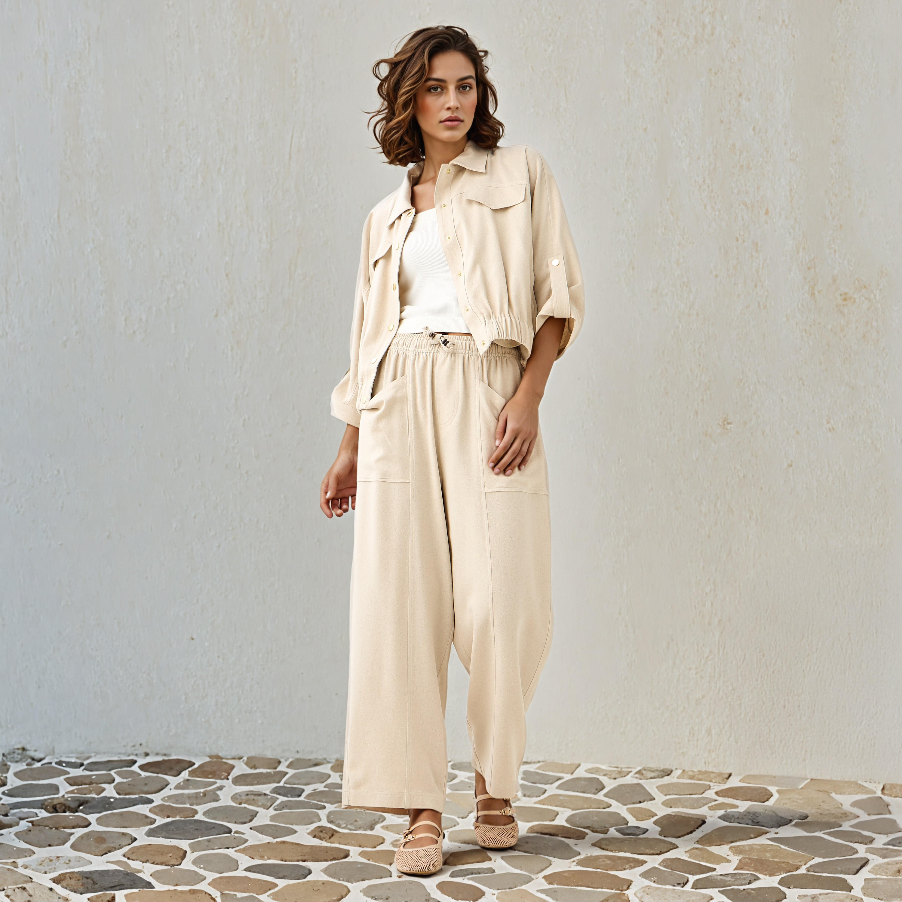 جاكيت قصير من مزيج الكتان بياقة عادية من لي كوبر -women-winterwear-coatsandjackets-jackets-image-4