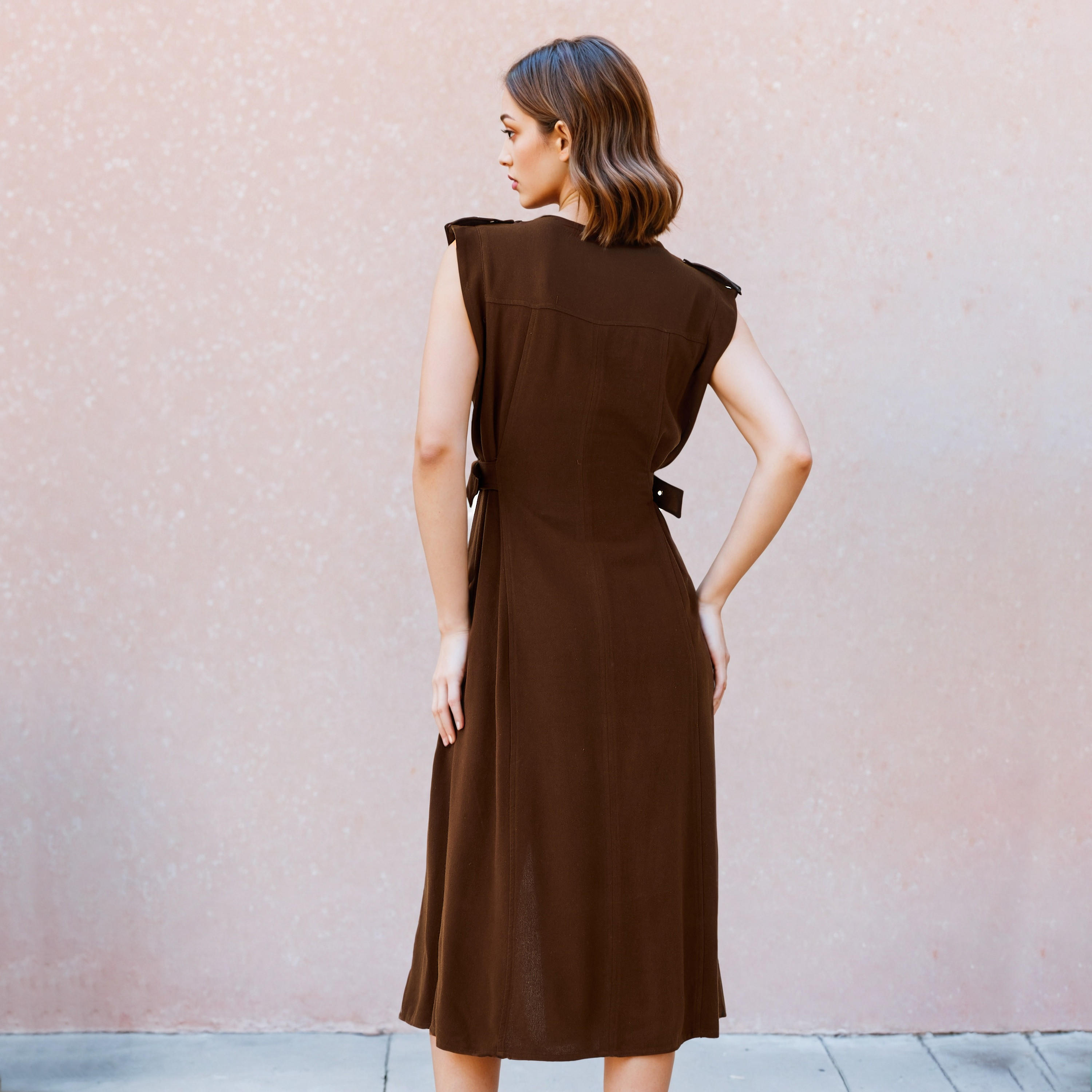 Lee Cooper Sleeveless Belted Linen Blend Shirt Dress-women-clothing-dresses-image-3