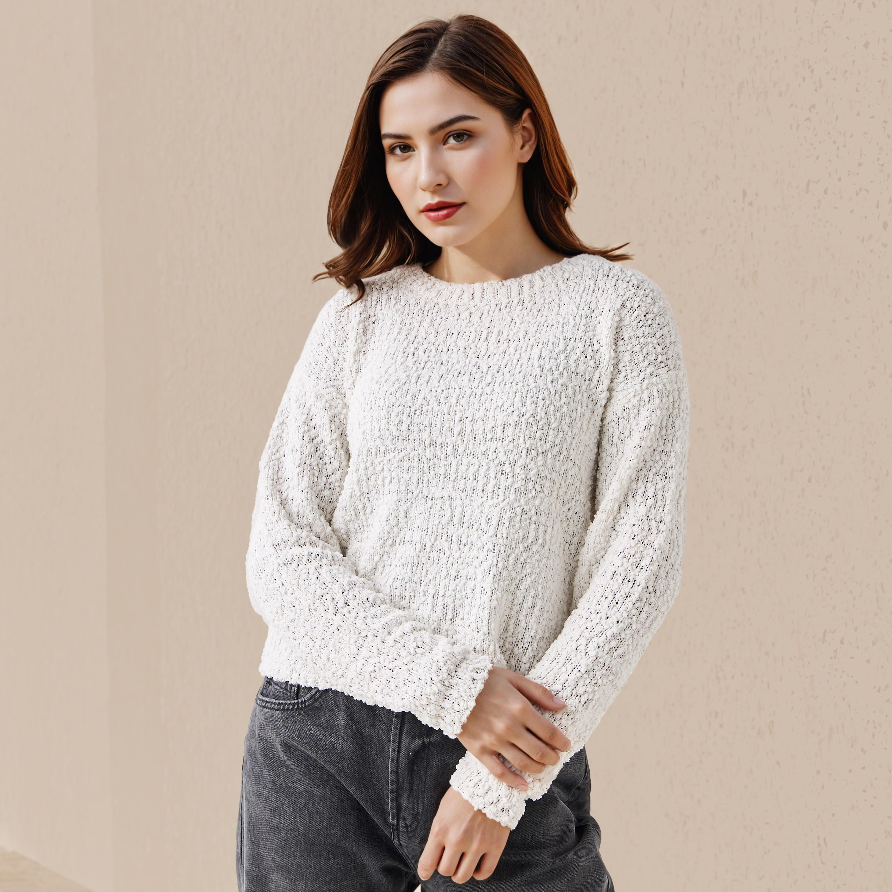 سويت شيرت قطن بارز الملمس بقصّة عادية من لي كوبر-women-clothing-cardigansandjumpers-jumpers-image-1
