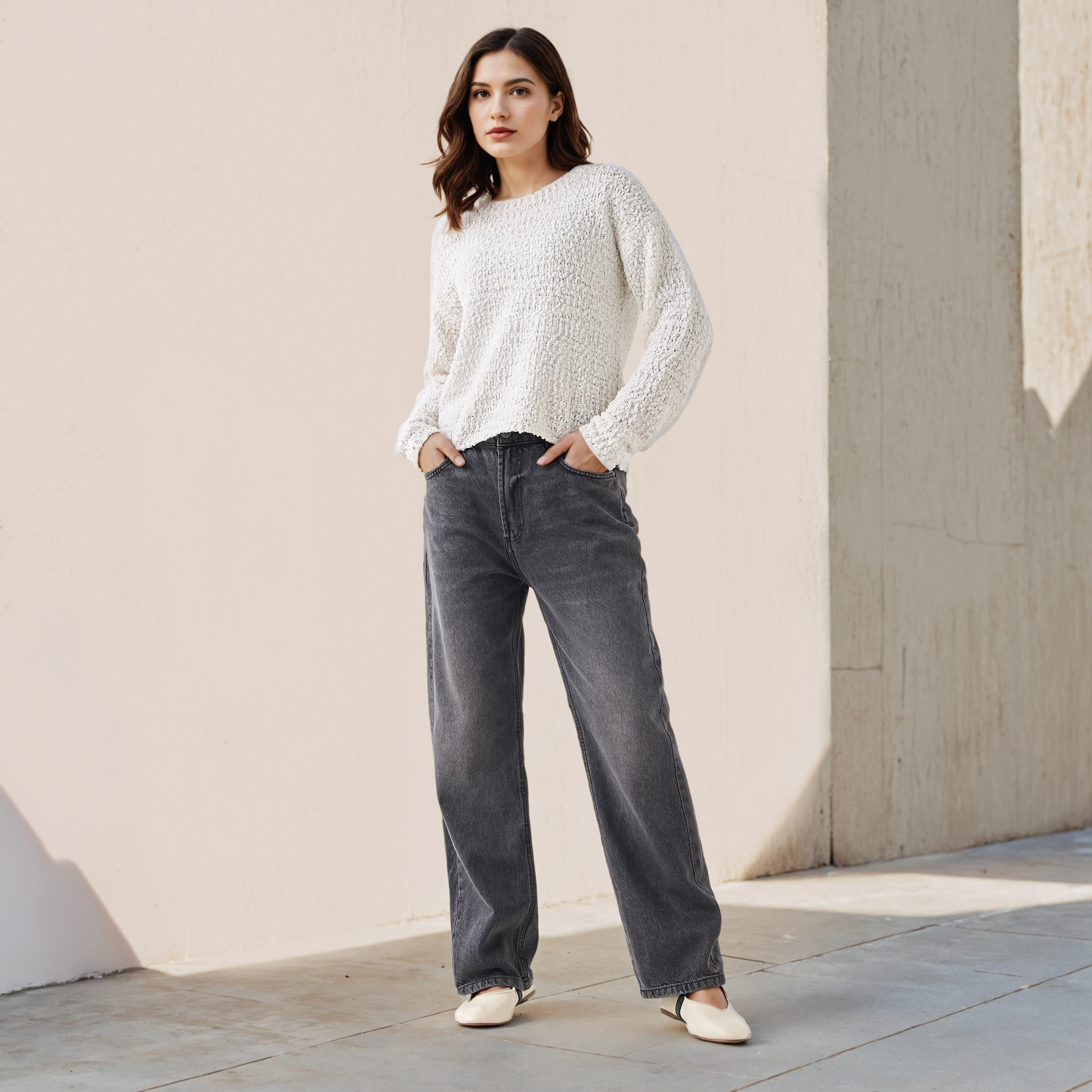 سويت شيرت قطن بارز الملمس بقصّة عادية من لي كوبر-women-clothing-cardigansandjumpers-jumpers-image-2