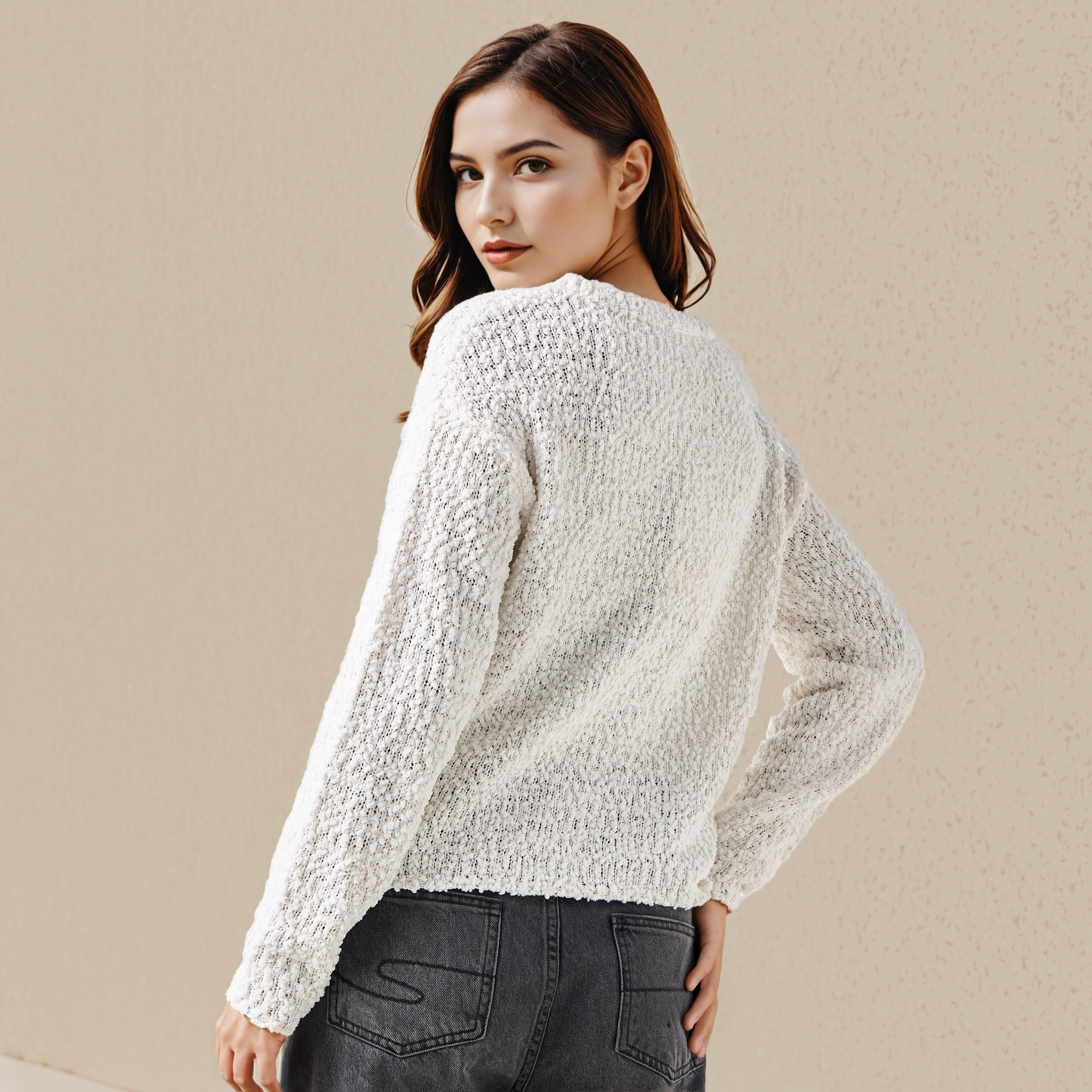 Lee Cooper Regular Fit Sweater with Popcorn Texture Cotton-women-clothing-cardigansandjumpers-jumpers-image-3