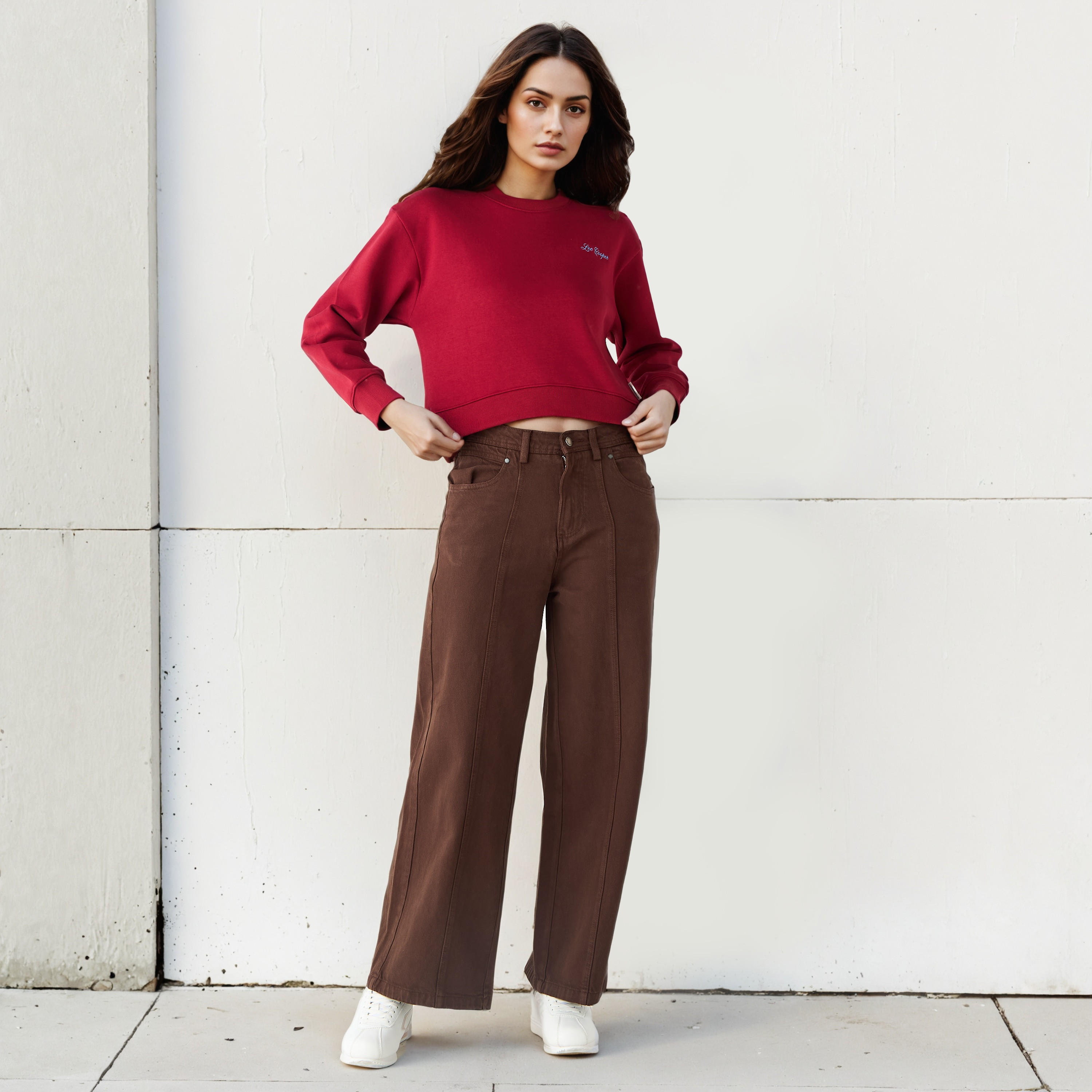 بنطلون جينز واسع الساقين من لي كوبر-women-clothing-bottoms-jeans-image-2
