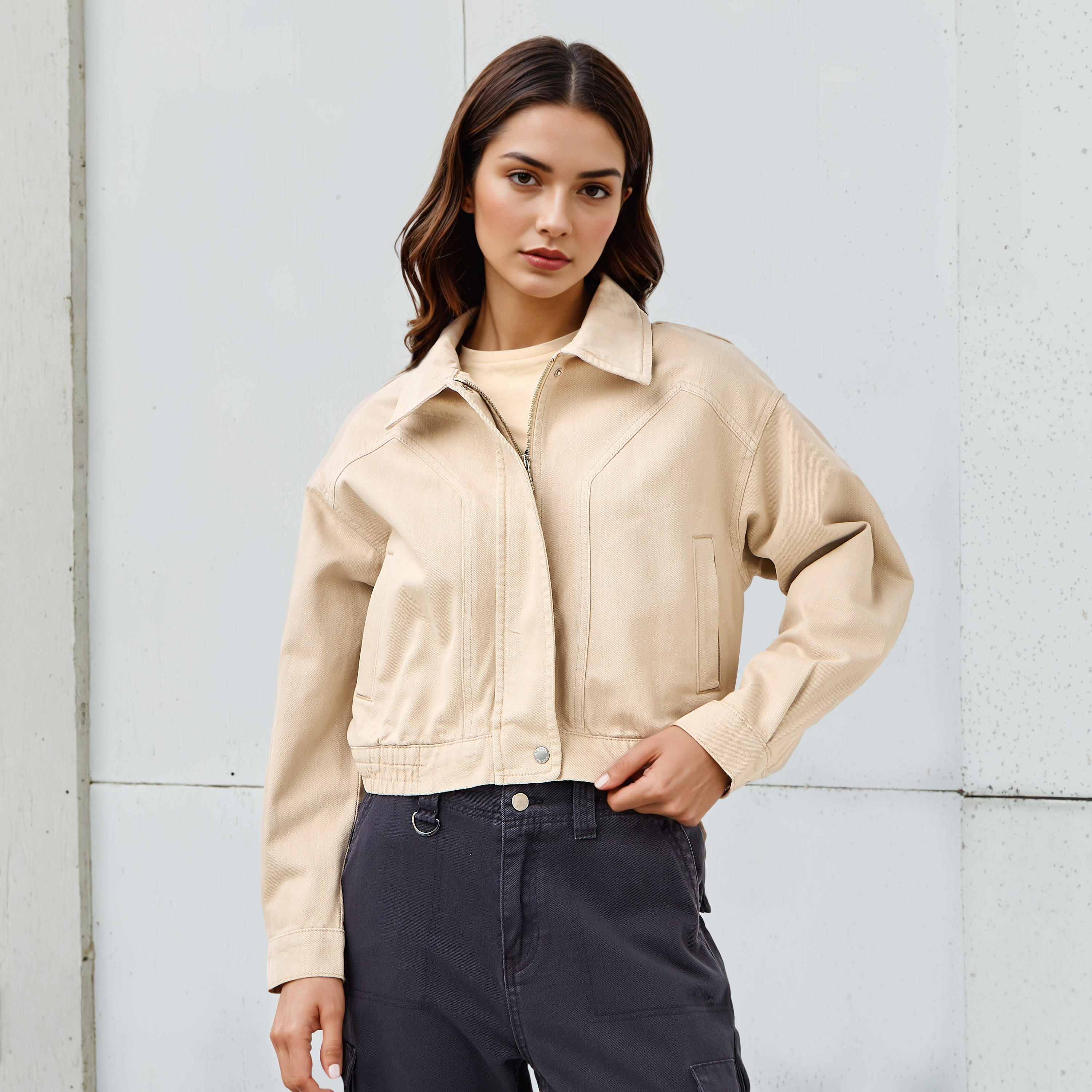 جاكيت دينم بياقة عادية من لي كوبر-women-winterwear-coatsandjackets-jackets-image-1