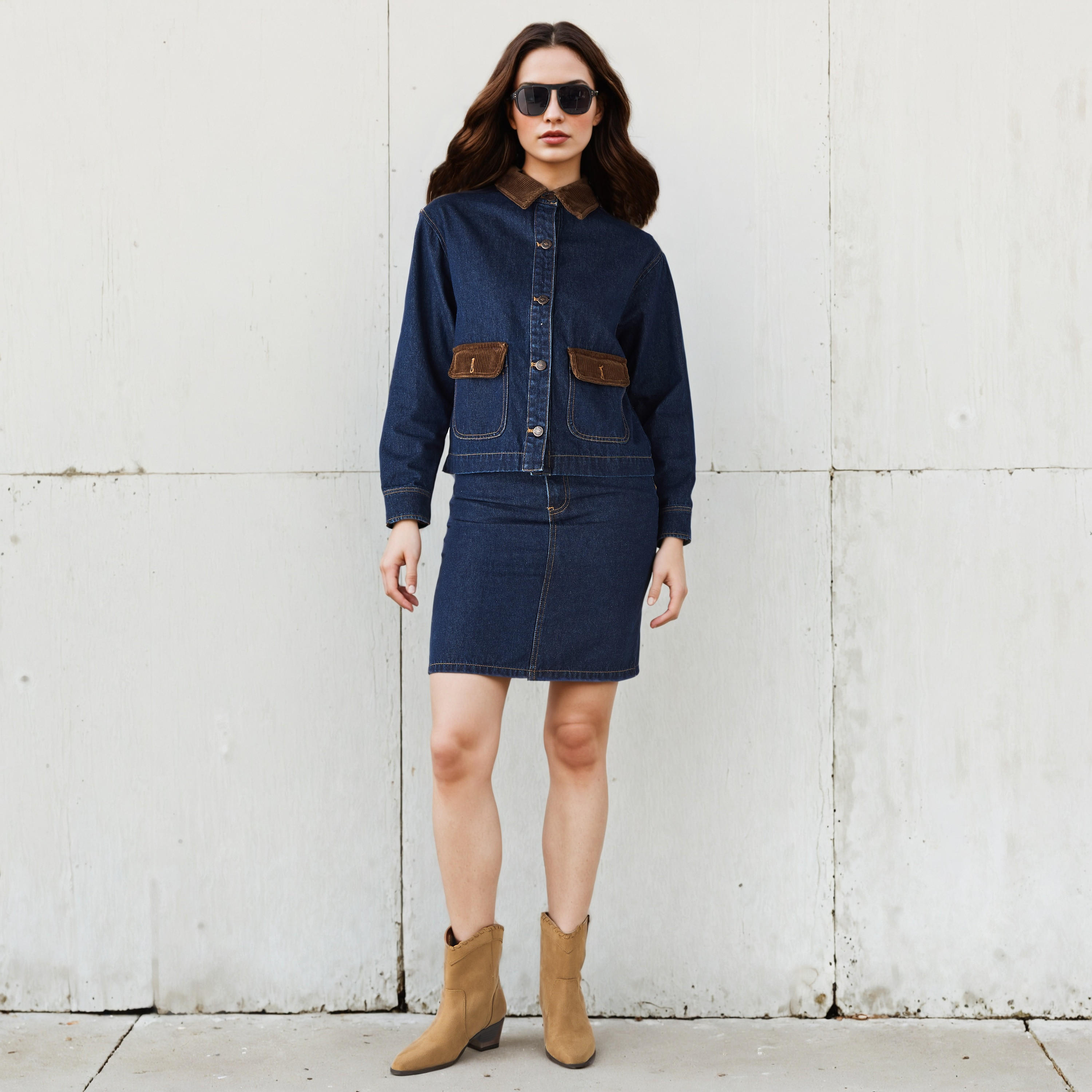 Lee Cooper Corduroy Trim Mini Denim Skirt-women-clothing-bottoms-skirts-image-6