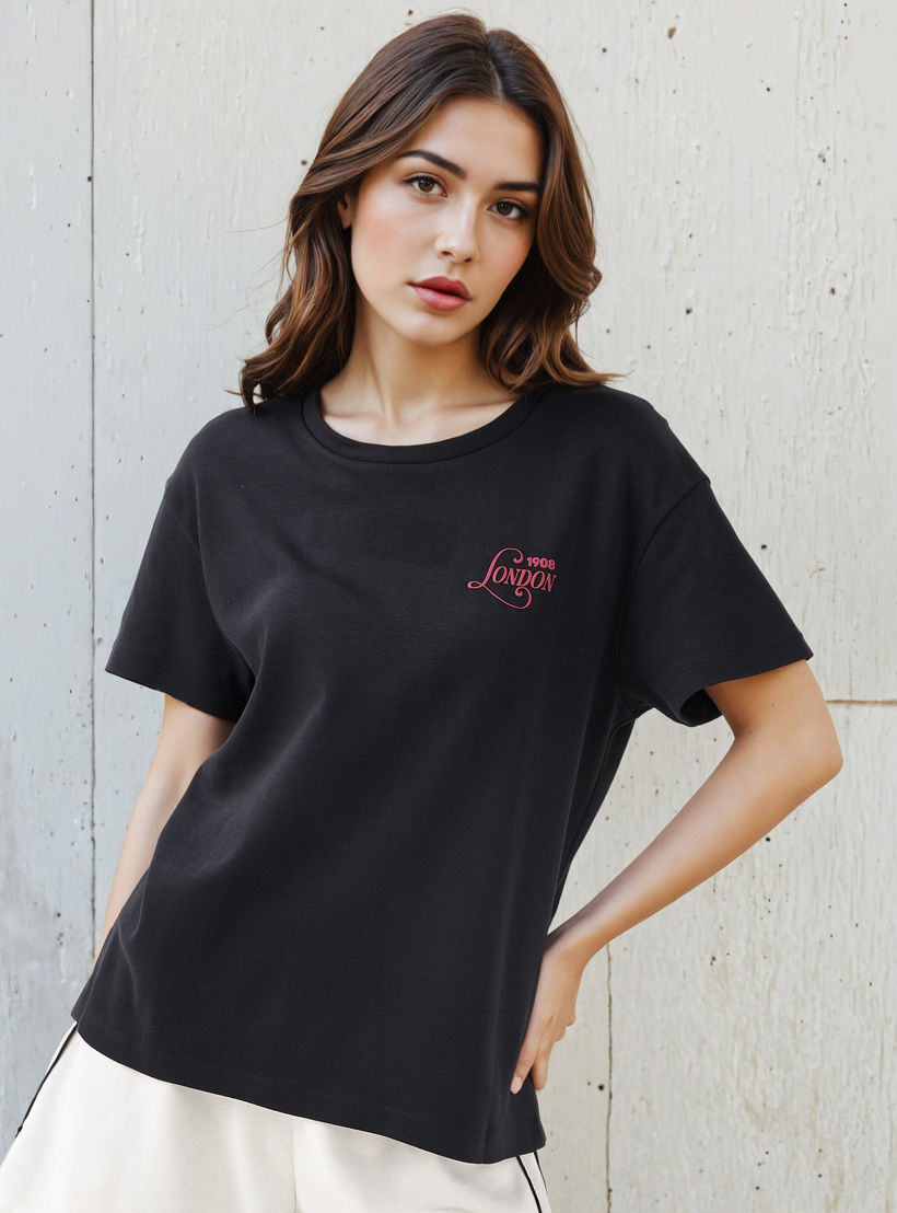 Lee Cooper T-shirt Regular Fit with Logo Print Cotton-women-clothing-tshirts-image-3