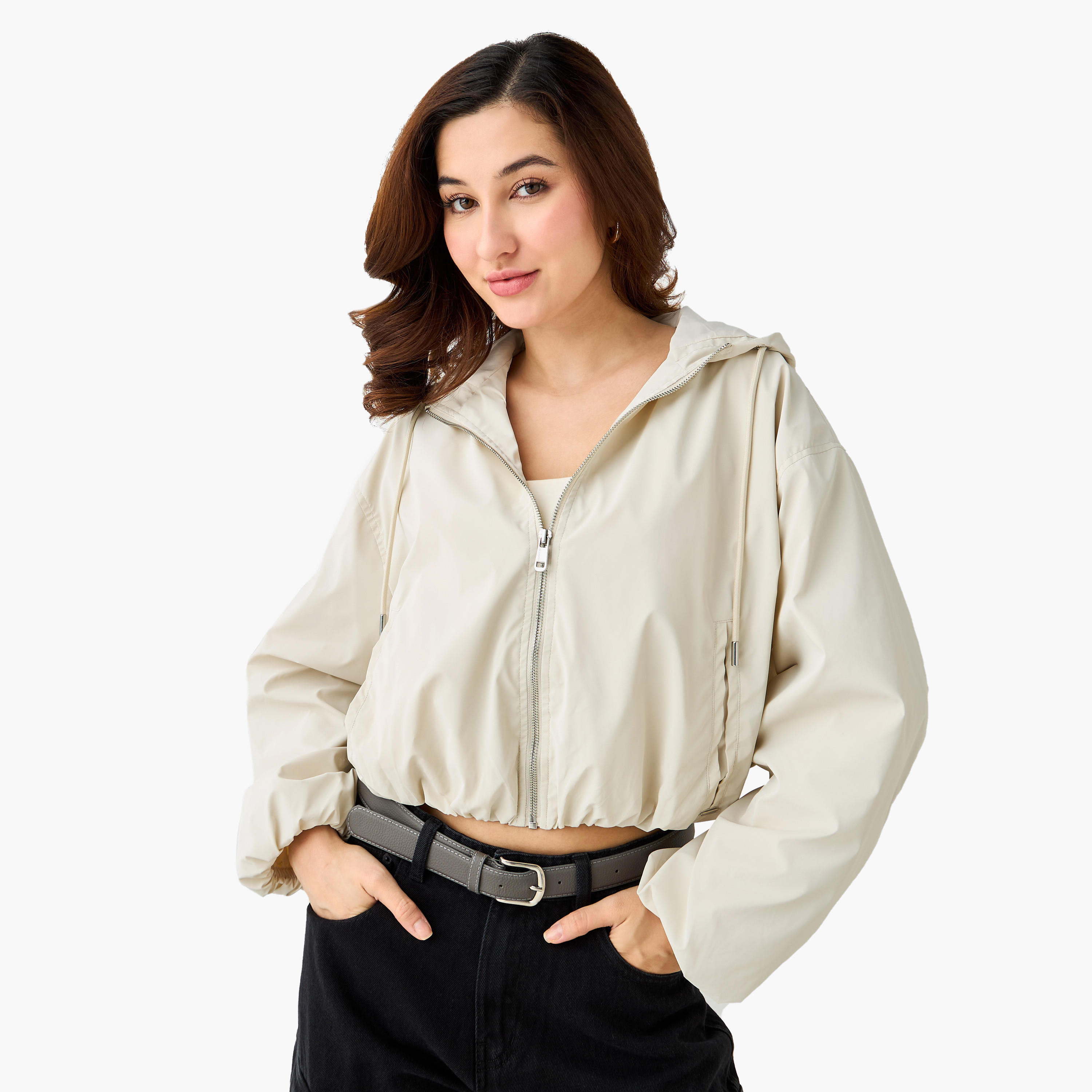 Lee Cooper Cropped Veronica Jacket with Hood-women-winterwear-coatsandjackets-jackets-image-1