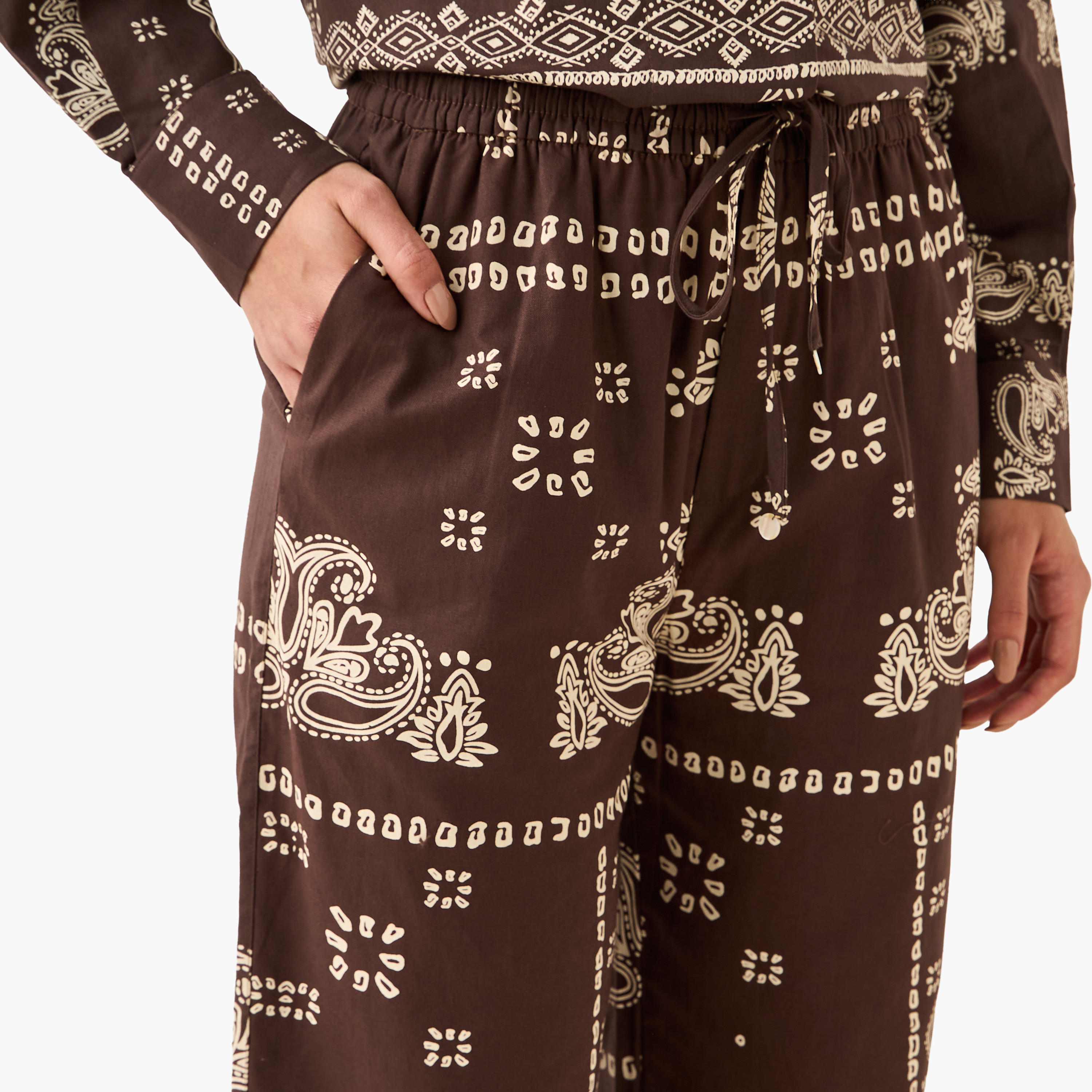 Lee Cooper Mid-Rise Linen Blend Pants with Drawstring Closure Cotton-women-clothing-coordsets-image-5