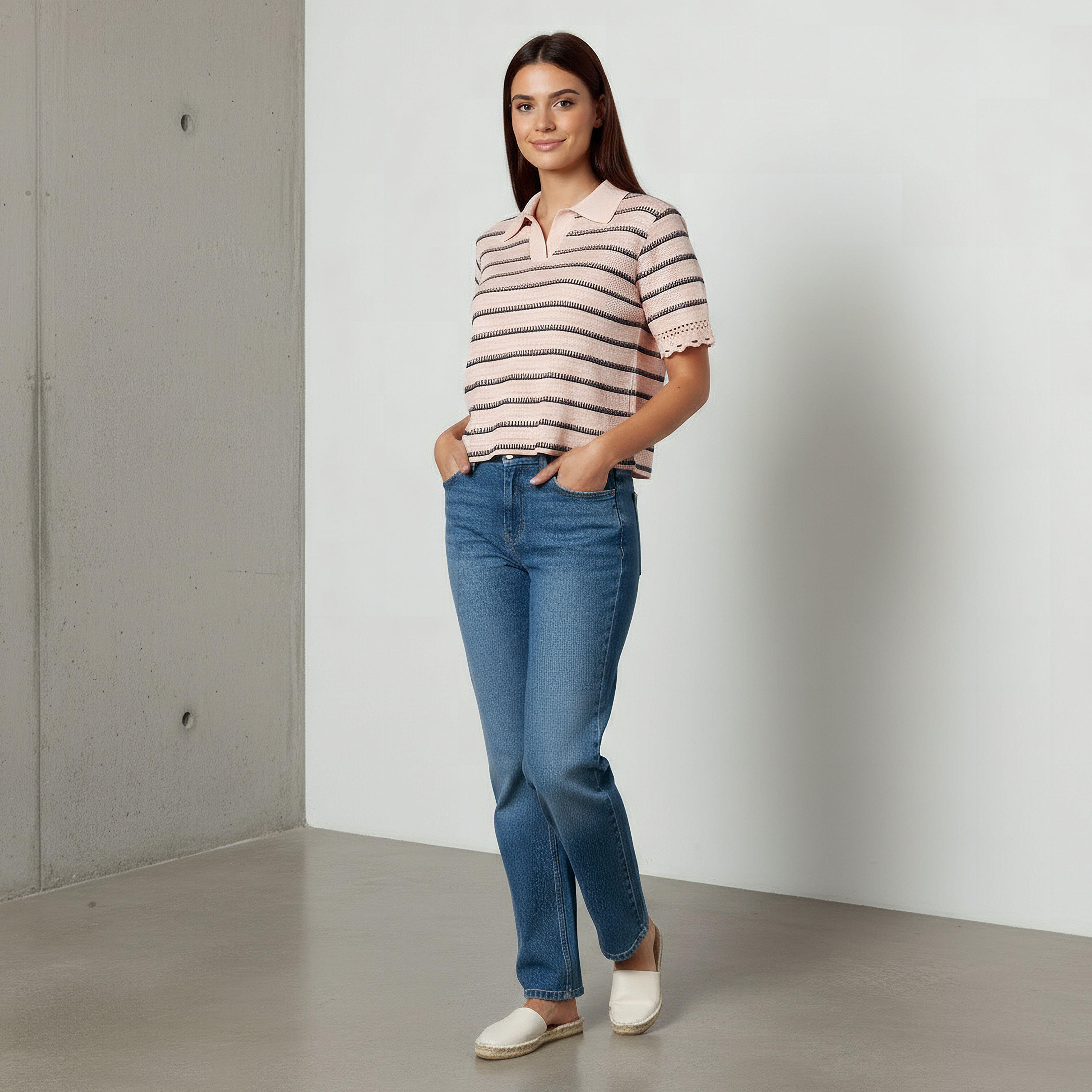 Lee Cooper Regular Fit T-shirt with Stripes-women-clothing-tshirts-image-2