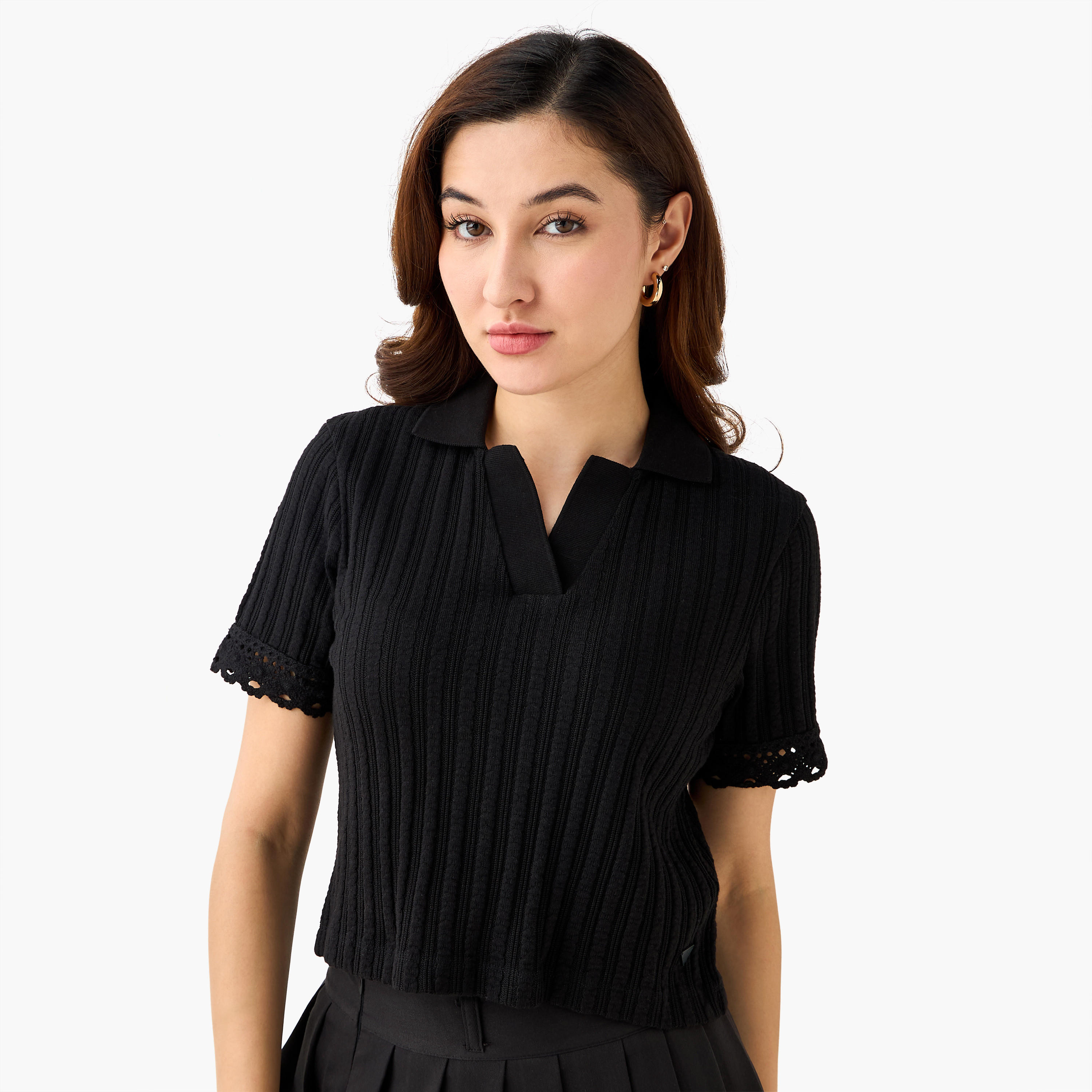 Lee Cooper Regular Fit T-shirt with Texture-women-clothing-tshirts-image-1