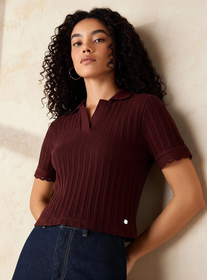 Lee Cooper Regular Fit T-shirt with Texture-women-clothing-tshirts-image-1