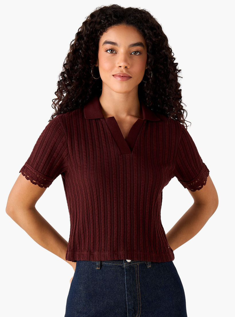 Lee Cooper Regular Fit T-shirt with Texture-women-clothing-tshirts-image-2