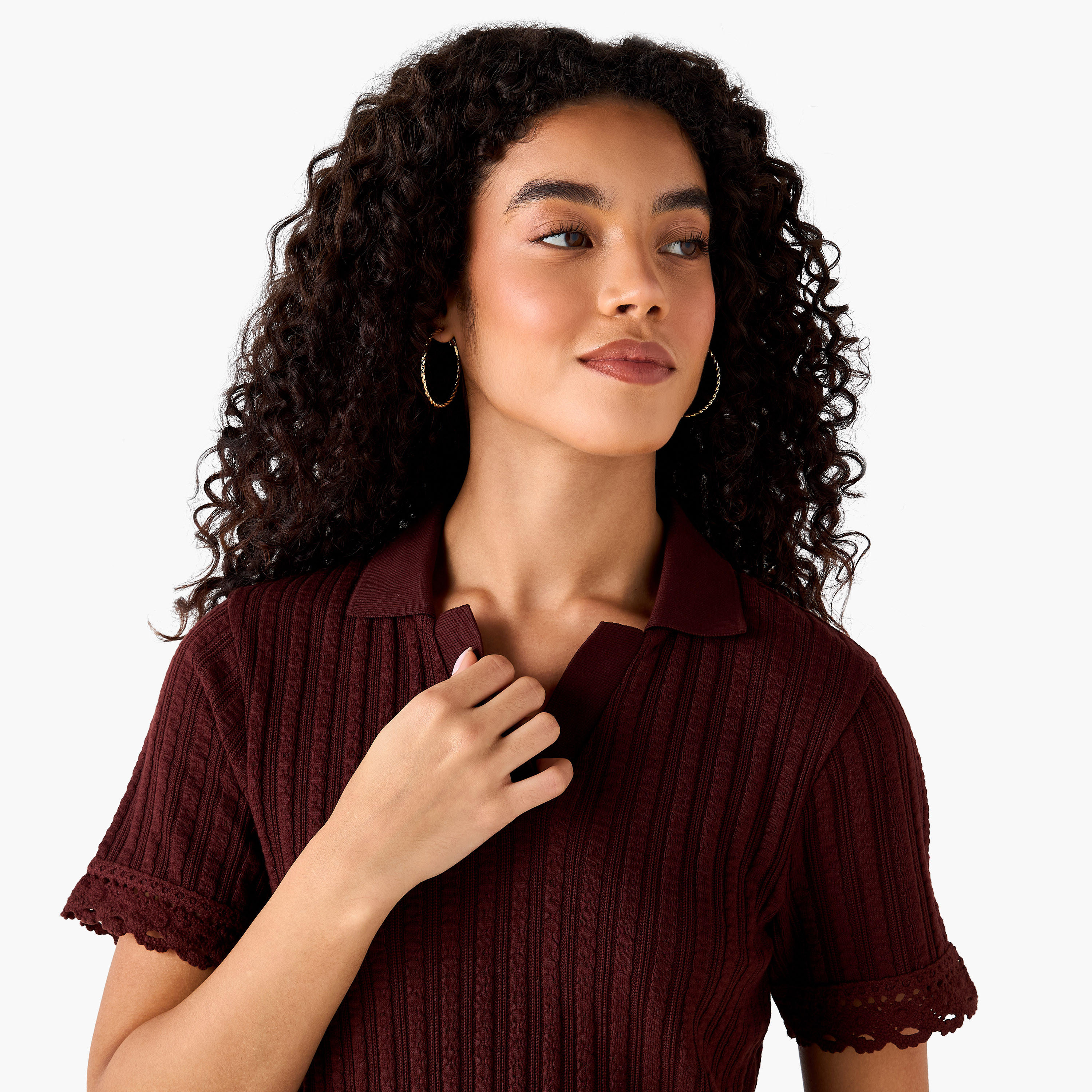 Lee Cooper Regular Fit T-shirt with Texture-women-clothing-tshirts-image-4
