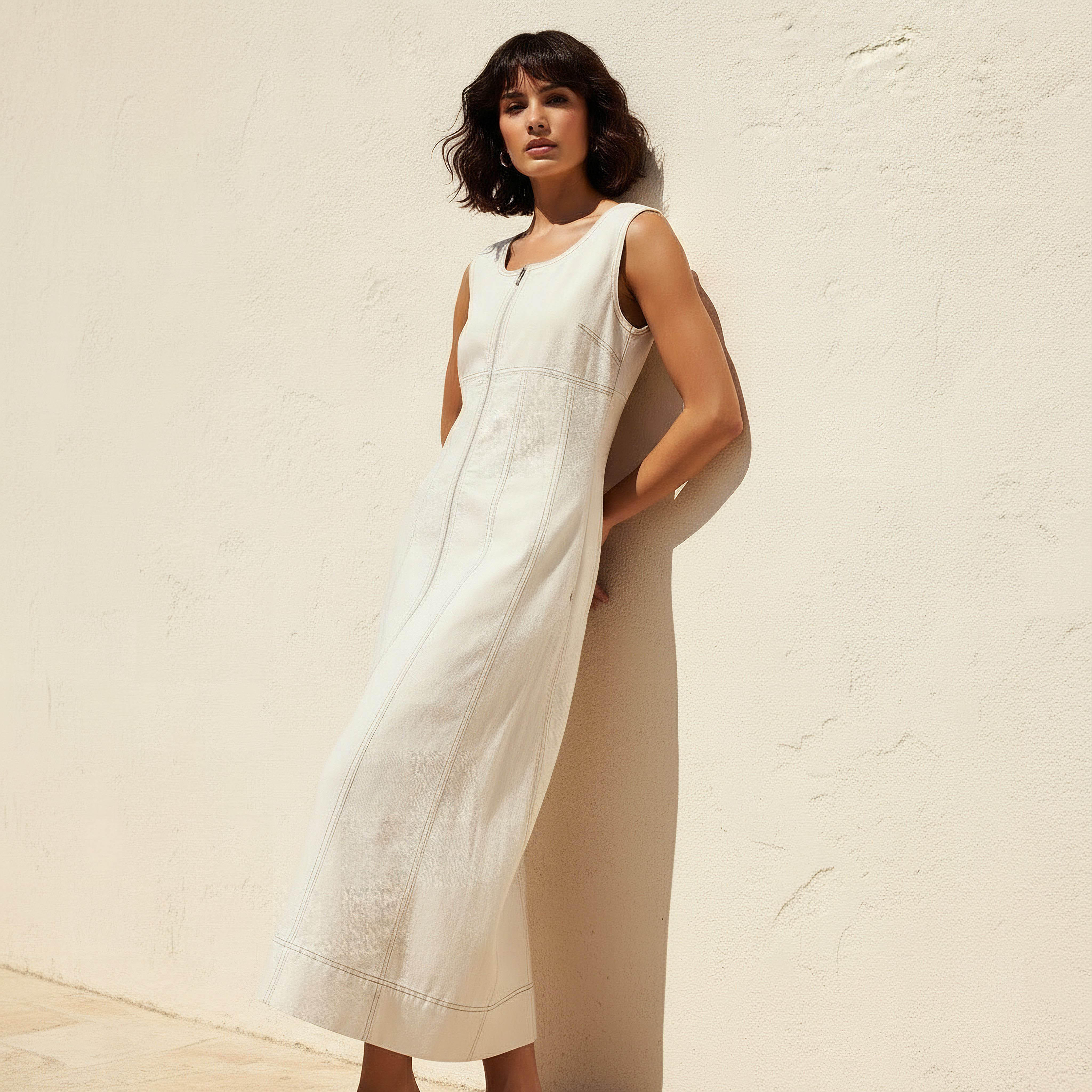 Lee Cooper Denim Midi Dress with Zip Closure-women-clothing-dresses-image-1