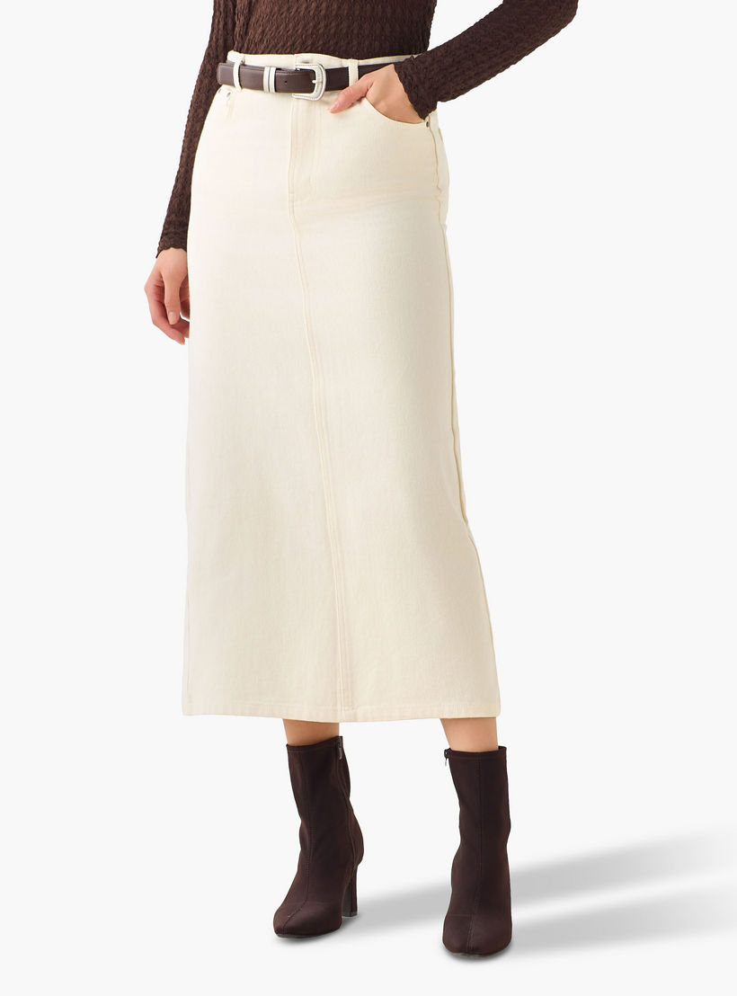 Lee Cooper Midi Cotton Denim Skirt with Slit-women-clothing-bottoms-skirts-image-2
