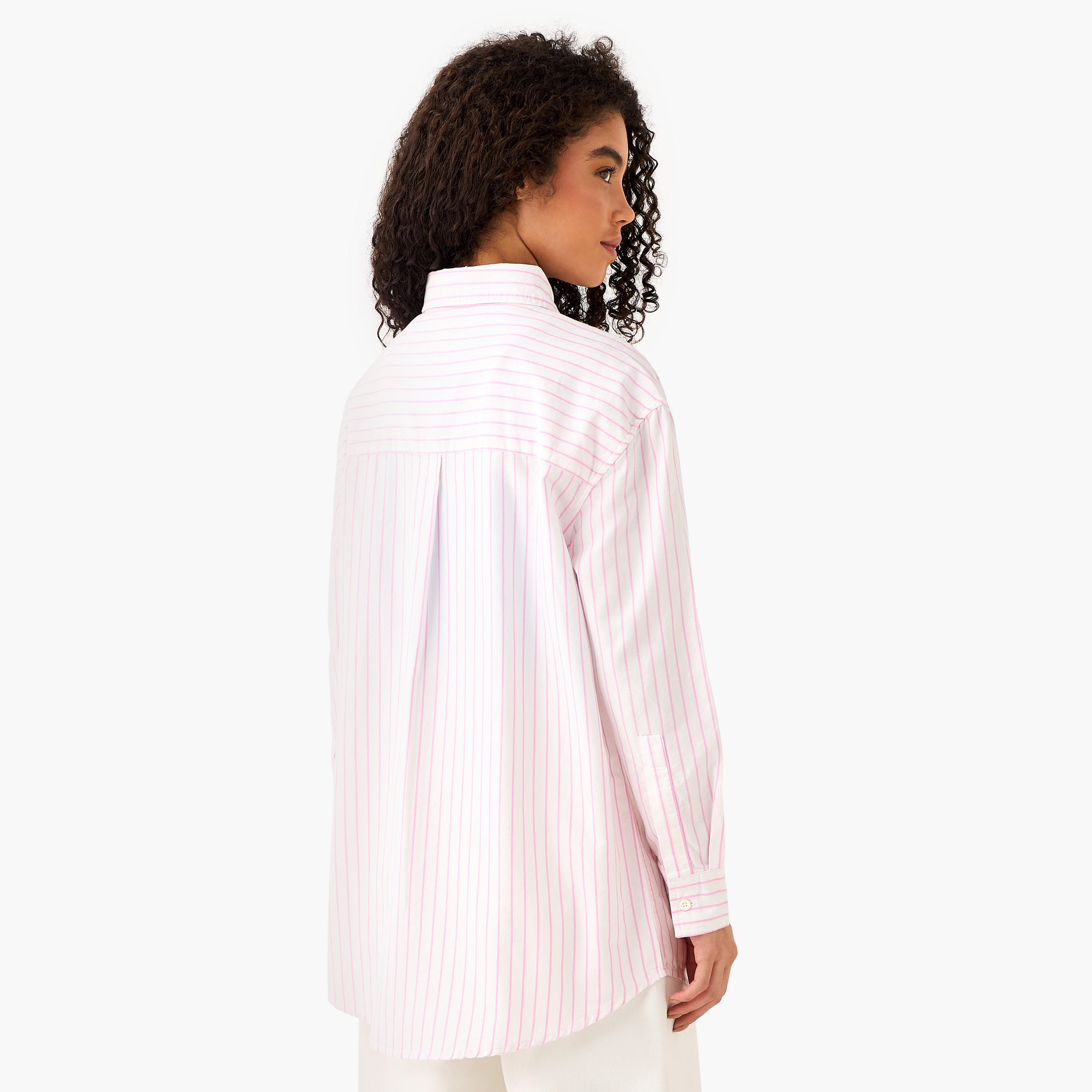 قميص أكسفورد قطن طويل مقلم من لي كوبر-women-clothing-shirtsandblouses-shirts-image-4