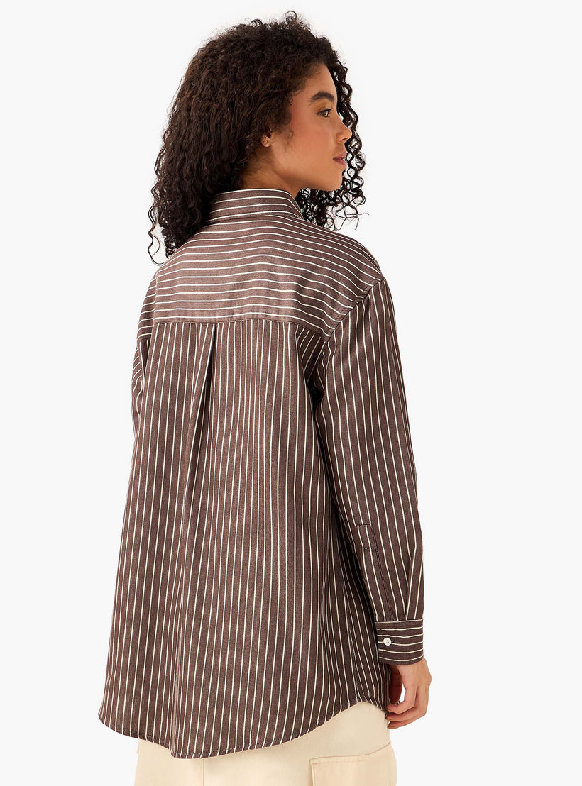 قميص أكسفورد قطن طويل مقلم من لي كوبر-women-clothing-shirtsandblouses-shirts-image-5