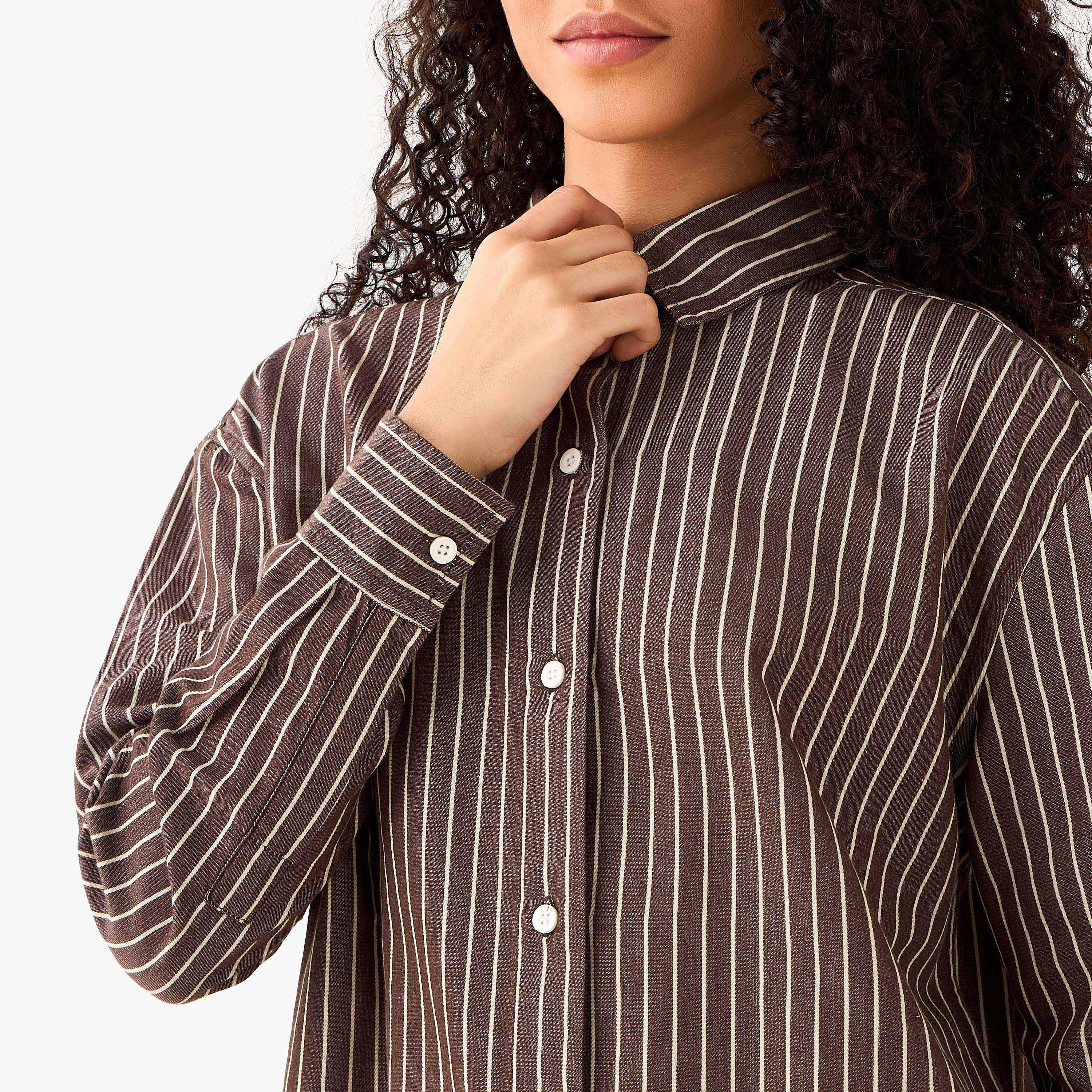 Lee Cooper Cotton Longline Oxford Shirt with Stripes-women-clothing-shirtsandblouses-shirts-image-6