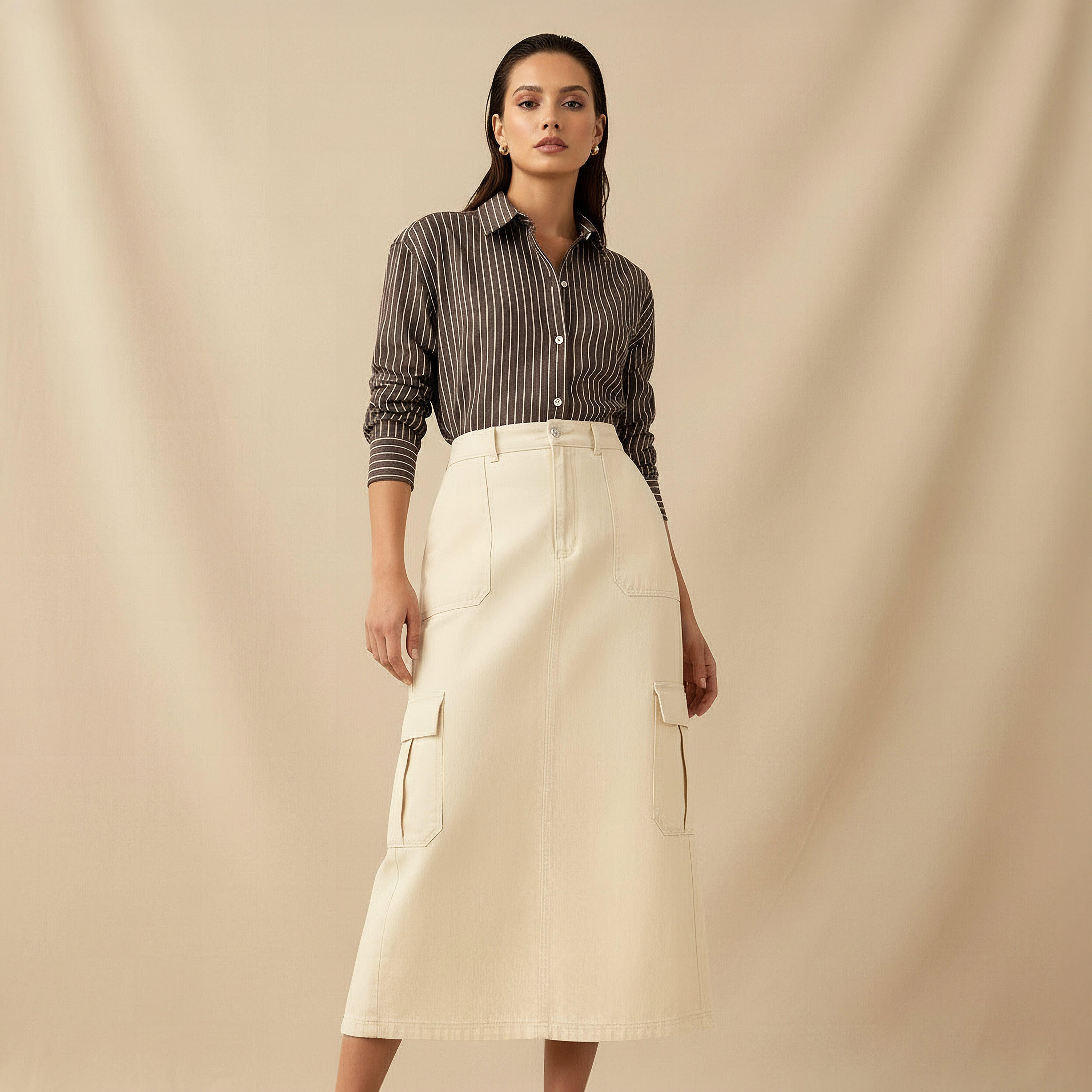 Lee Cooper Cotton Longline Oxford Shirt with Stripes-women-clothing-shirtsandblouses-shirts-image-2