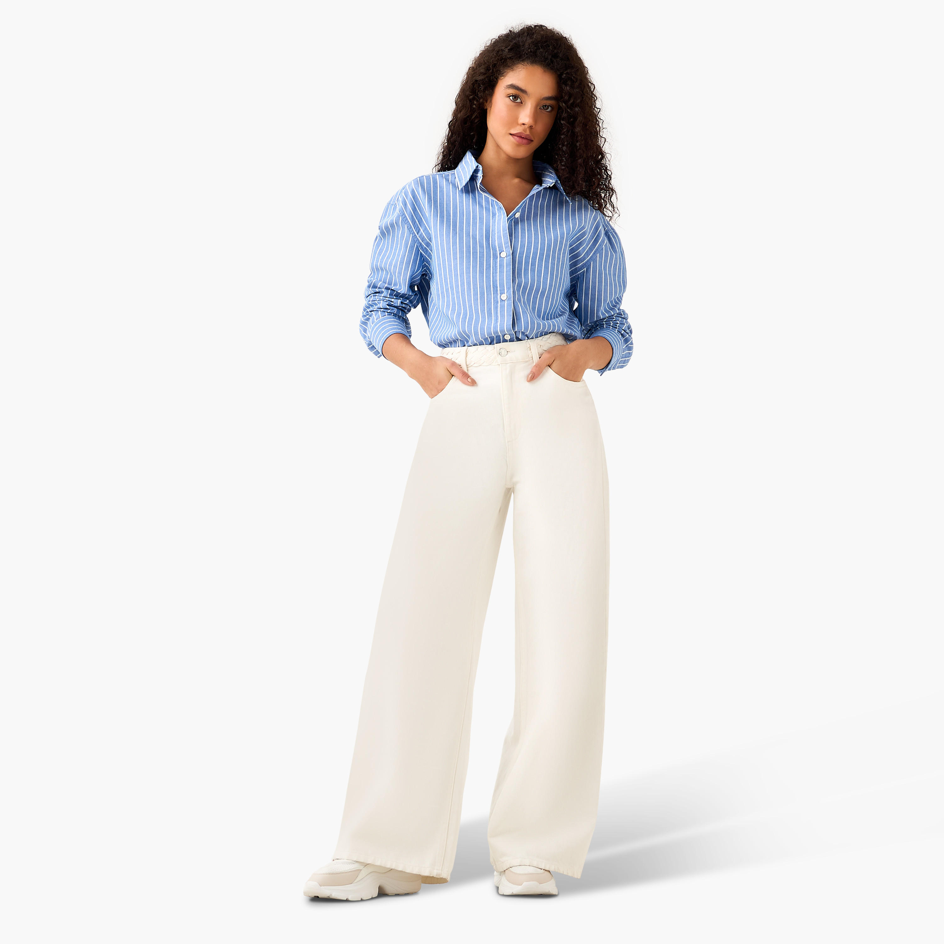 Lee Cooper Cotton Longline Oxford Shirt with Stripes-women-clothing-shirtsandblouses-shirts-image-4