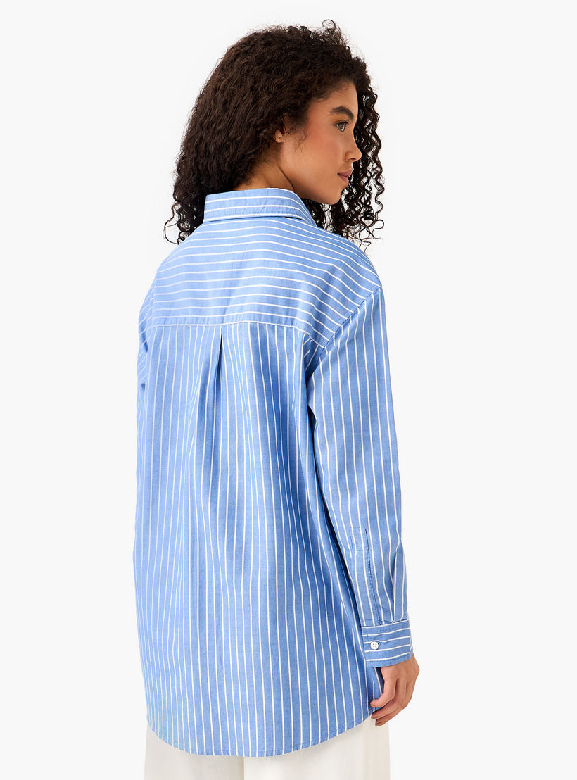 قميص أكسفورد قطن طويل مقلم من لي كوبر-women-clothing-shirtsandblouses-shirts-image-5