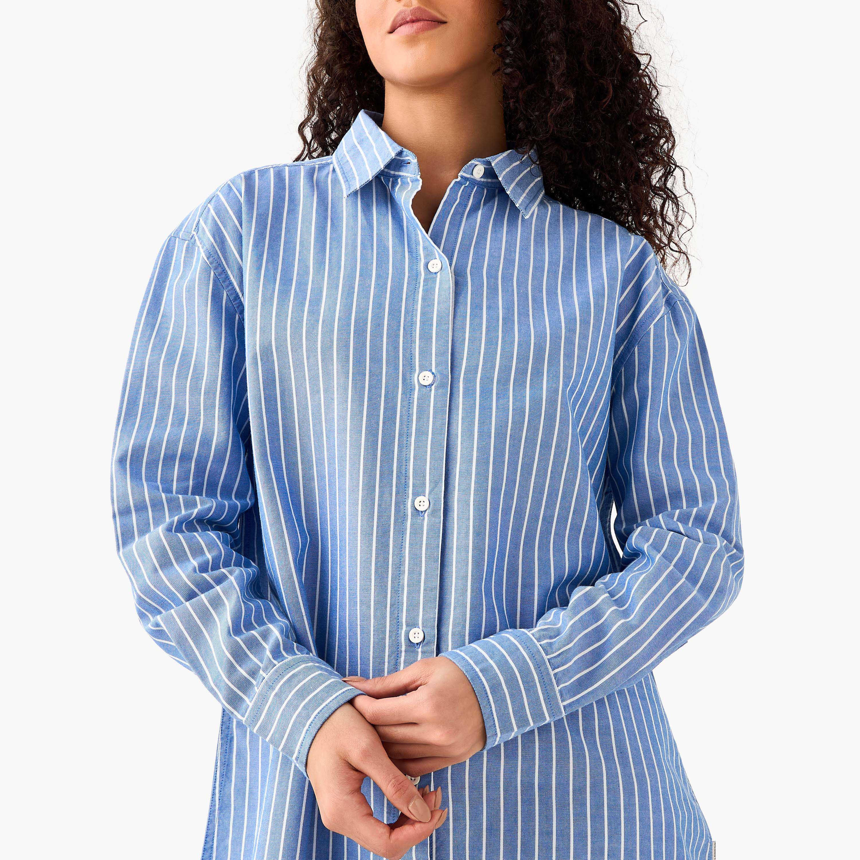 Lee Cooper Cotton Longline Oxford Shirt with Stripes-women-clothing-shirtsandblouses-shirts-image-6