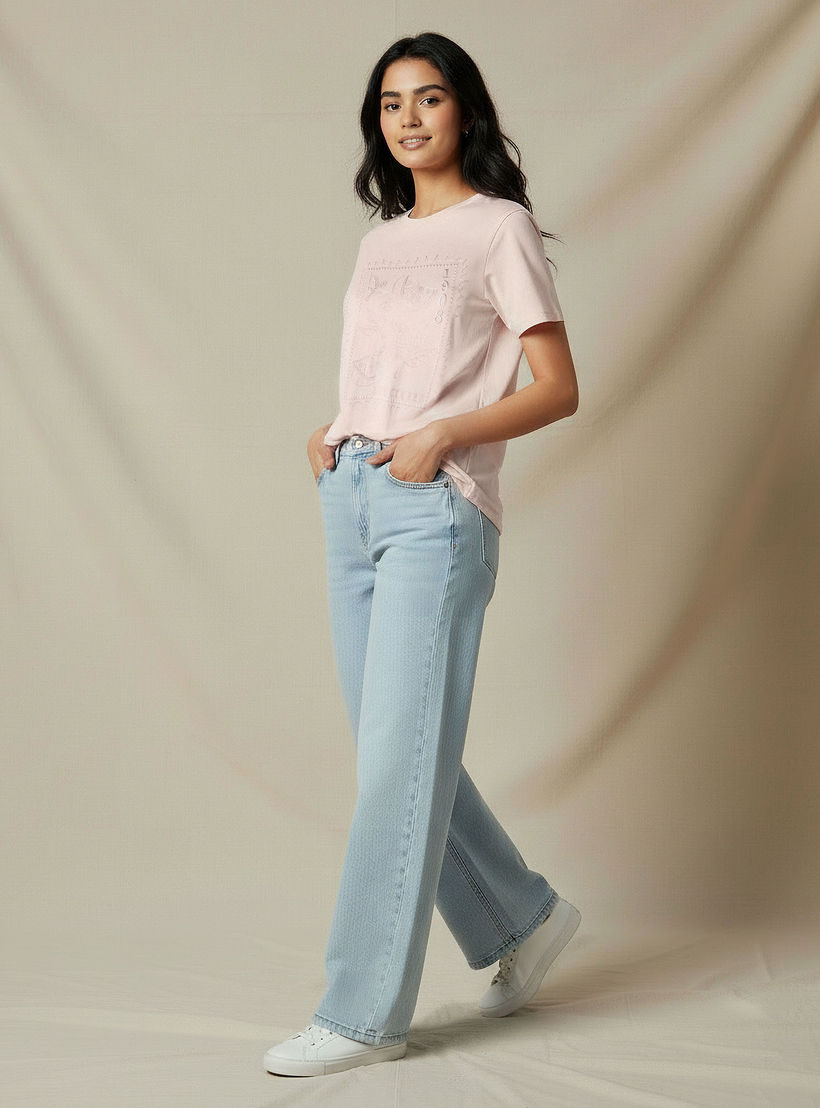 Lee Cooper Regular Fit Cotton T-shirt with Embroidery-women-clothing-tshirts-image-2