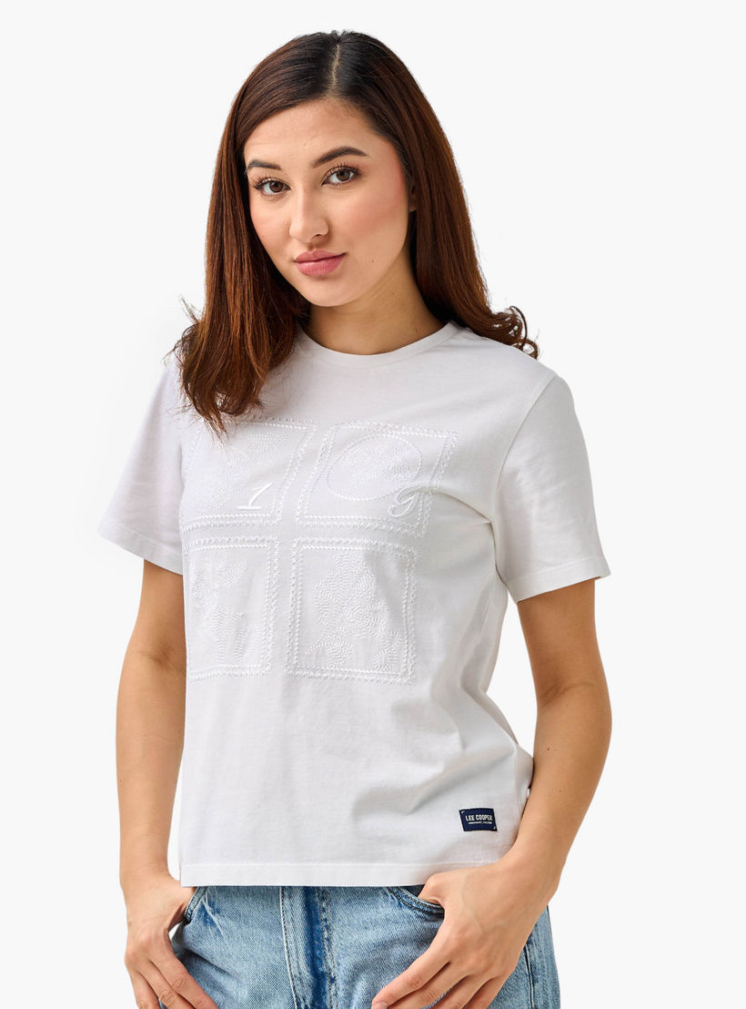 Lee Cooper Regular Fit Cotton T-shirt with Embroidery-women-clothing-tshirts-image-3