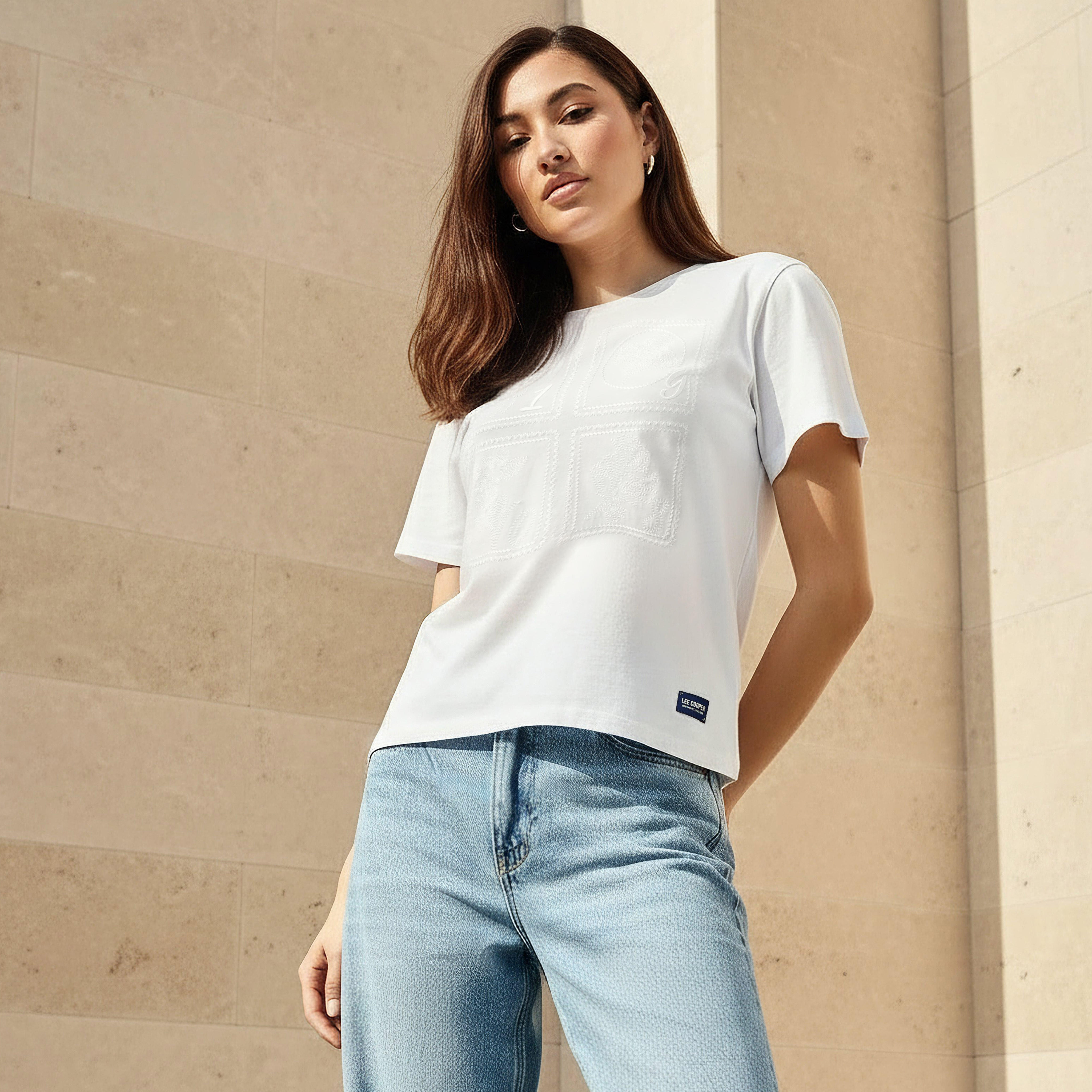 Lee Cooper Regular Fit Cotton T-shirt with Embroidery-women-clothing-tshirts-image-1