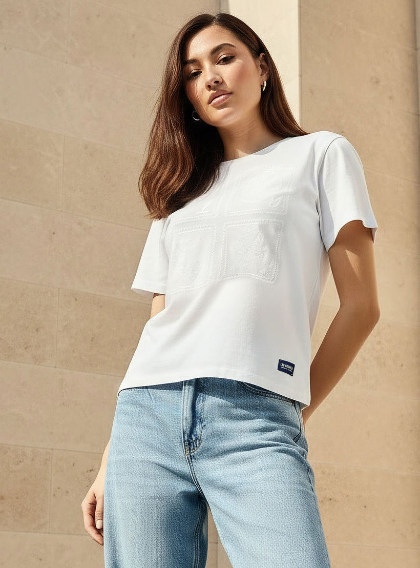 Lee Cooper Regular Fit Cotton T-shirt with Embroidery-women-clothing-tshirts-image-1