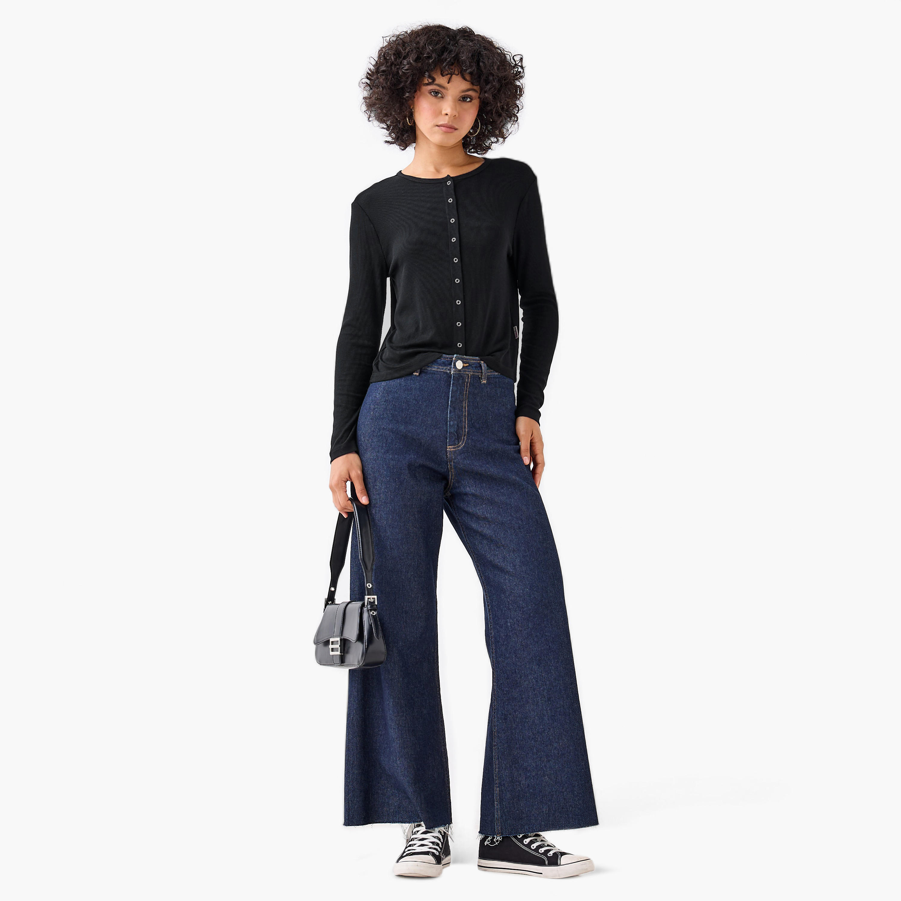 بلوزة هينلي مضلّعة بارزة الملمس بياقة مستديرة من لي كوبر-women-clothing-shirtsandblouses-blouses-image-4