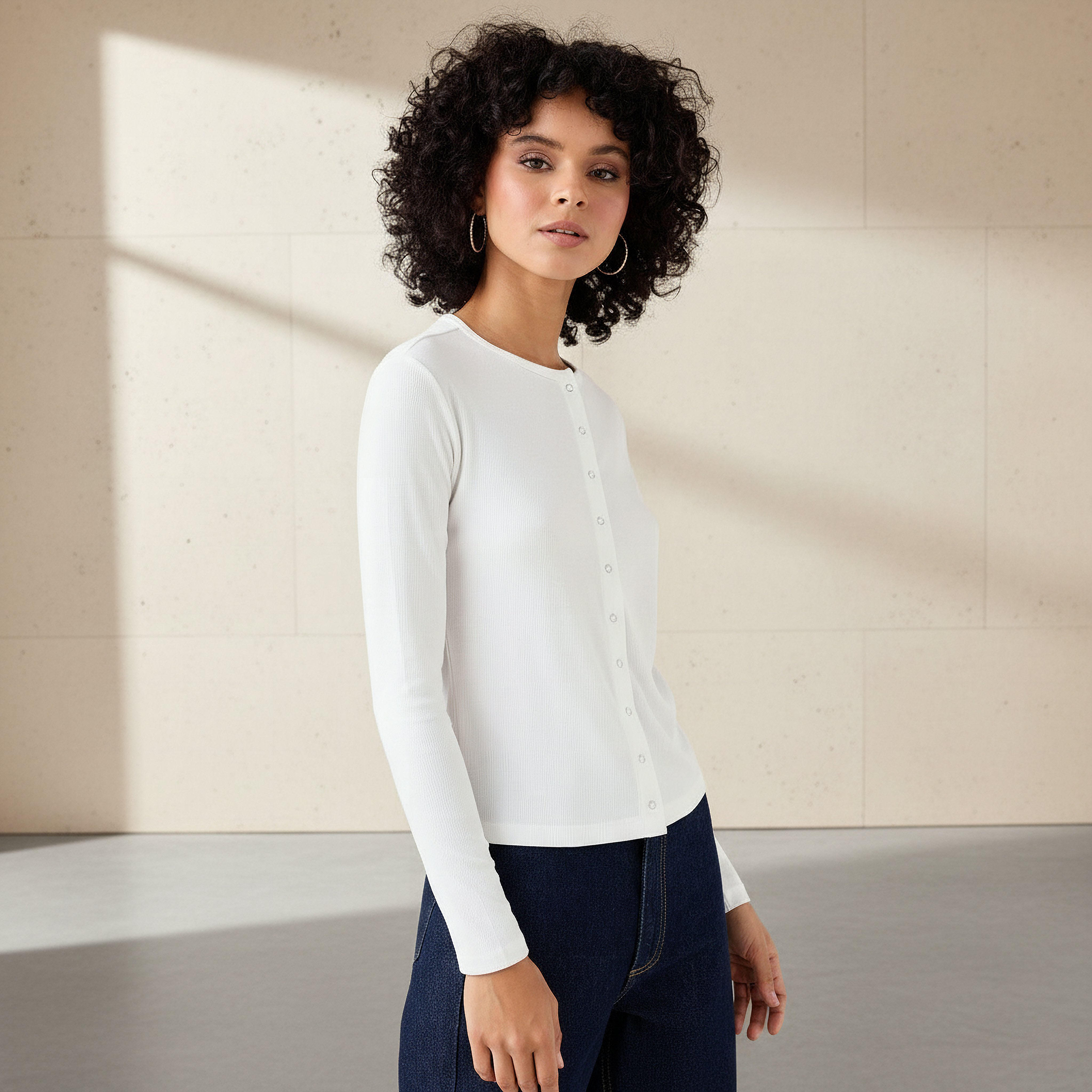 Lee Cooper Henley Top with Ribbed Texture and Round Neck-women-clothing-shirtsandblouses-blouses-image-1