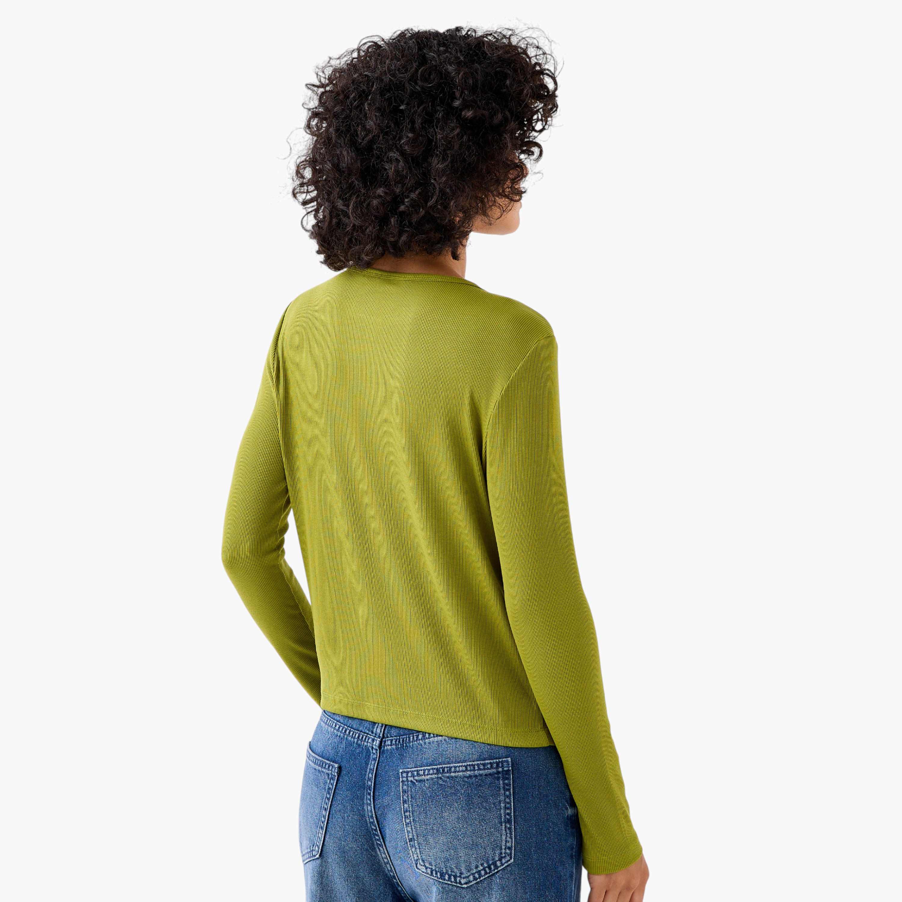 بلوزة هينلي مضلّعة بارزة الملمس بياقة مستديرة من لي كوبر-women-clothing-shirtsandblouses-blouses-image-3