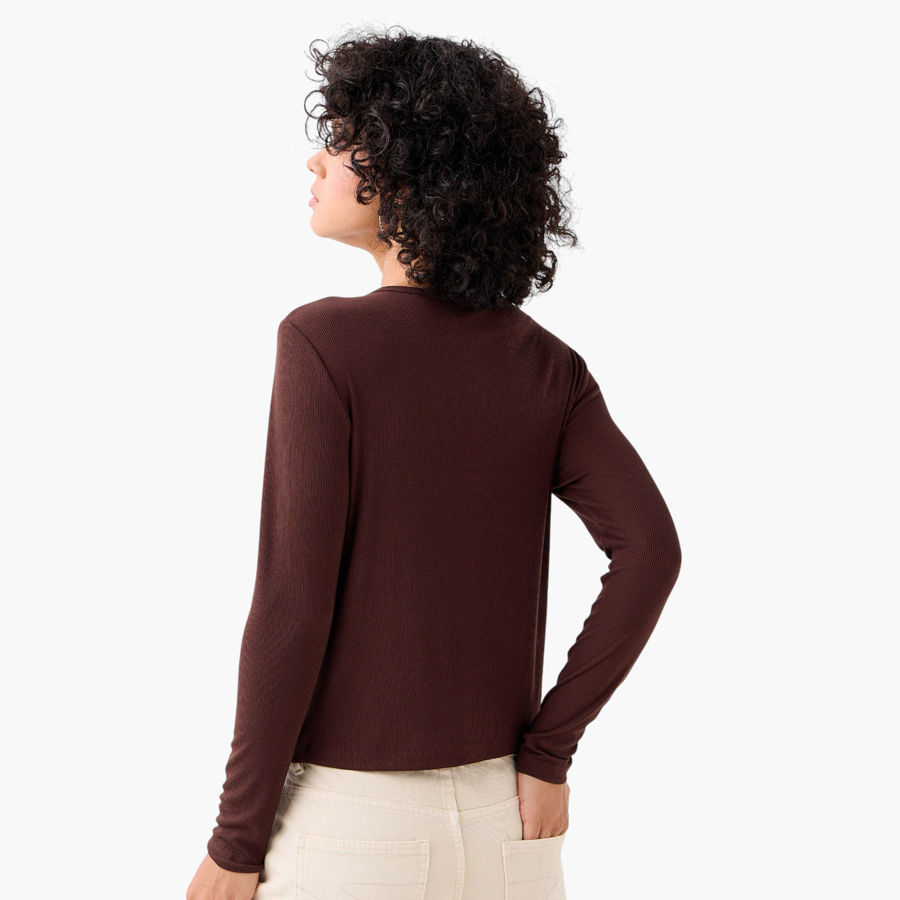 Lee Cooper Henley Top with Ribbed Texture and Round Neck-women-clothing-shirtsandblouses-blouses-image-4