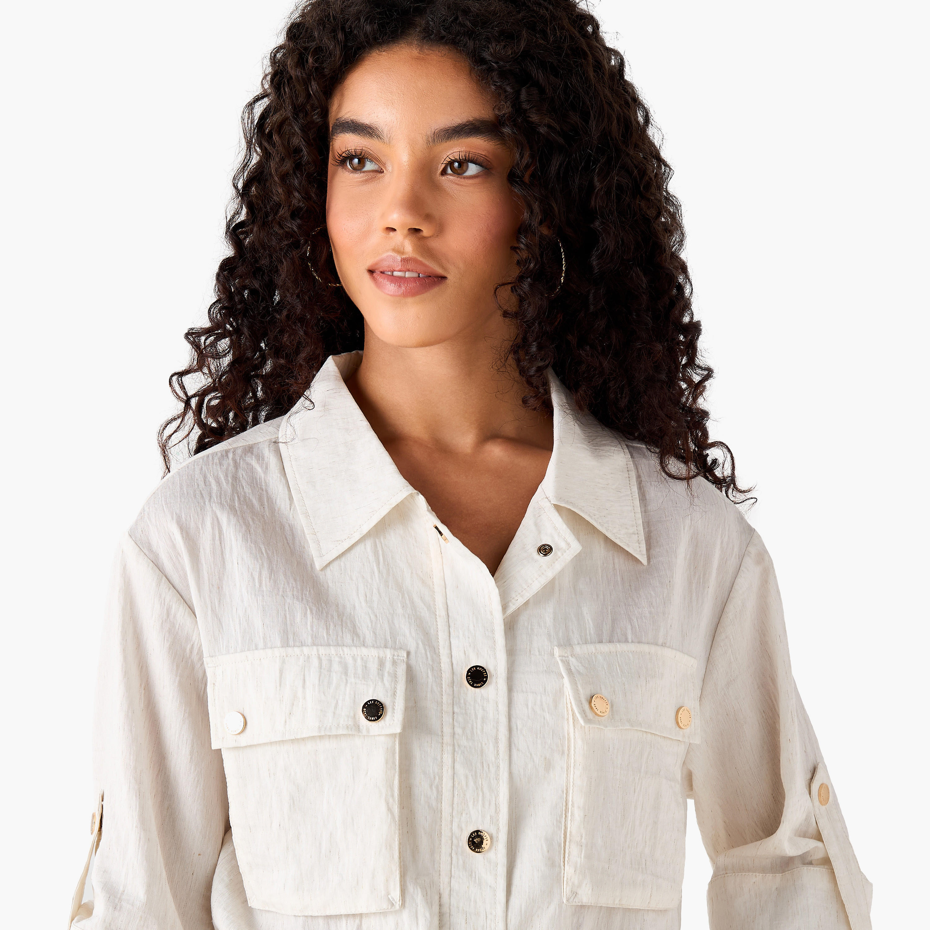 Lee Cooper Regular Fit Shacket with Roll-Up Sleeves-women-winterwear-coatsandjackets-jackets-image-6